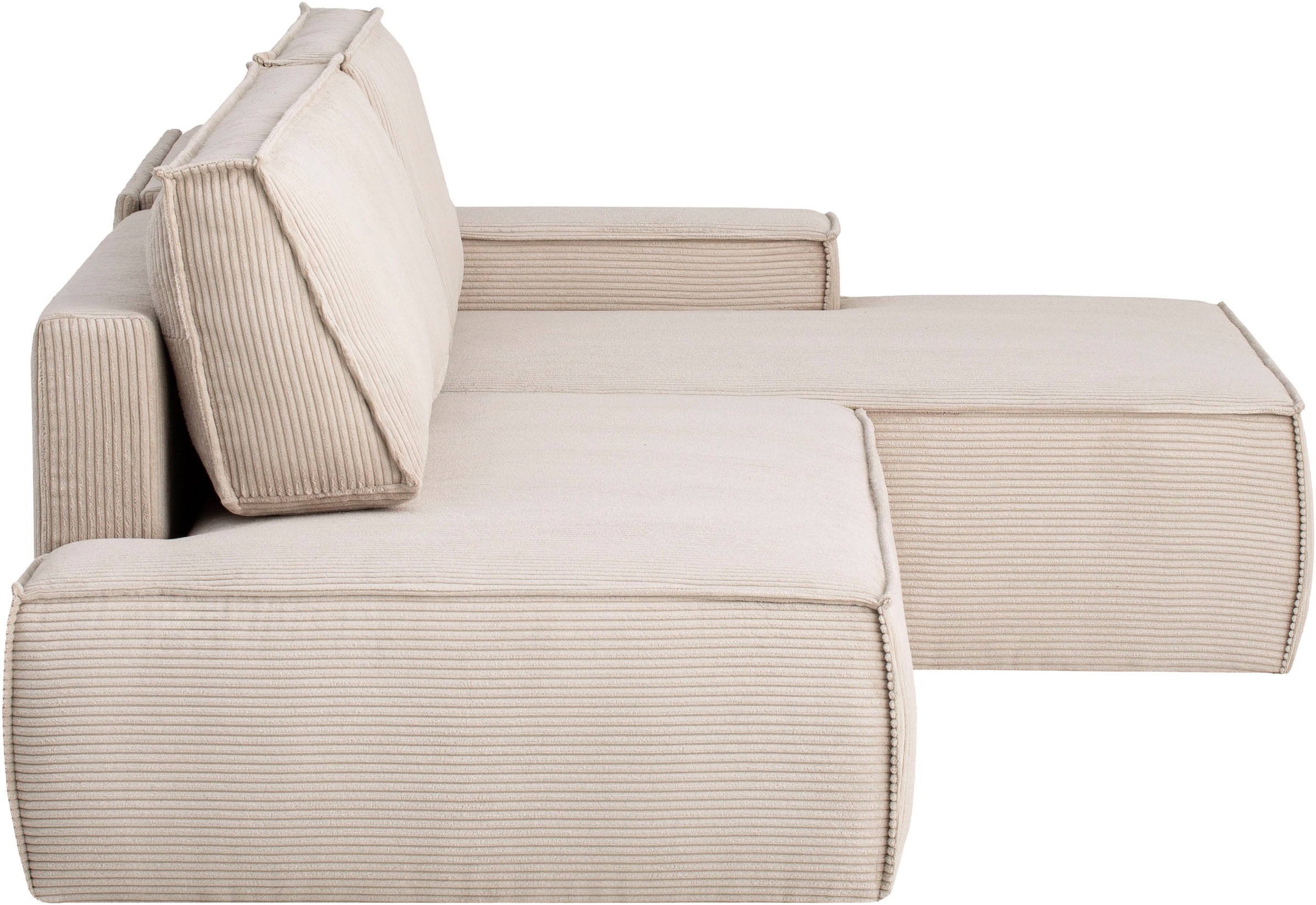 Home affaire Ecksofa »SHERWOOD, Schlafsofa in L-Form offen (275cm), Cord, Leinenoptik«, Schlaffunktion und Bettkasten, Kedernaht, hoher Sitz- & Liegekomfort