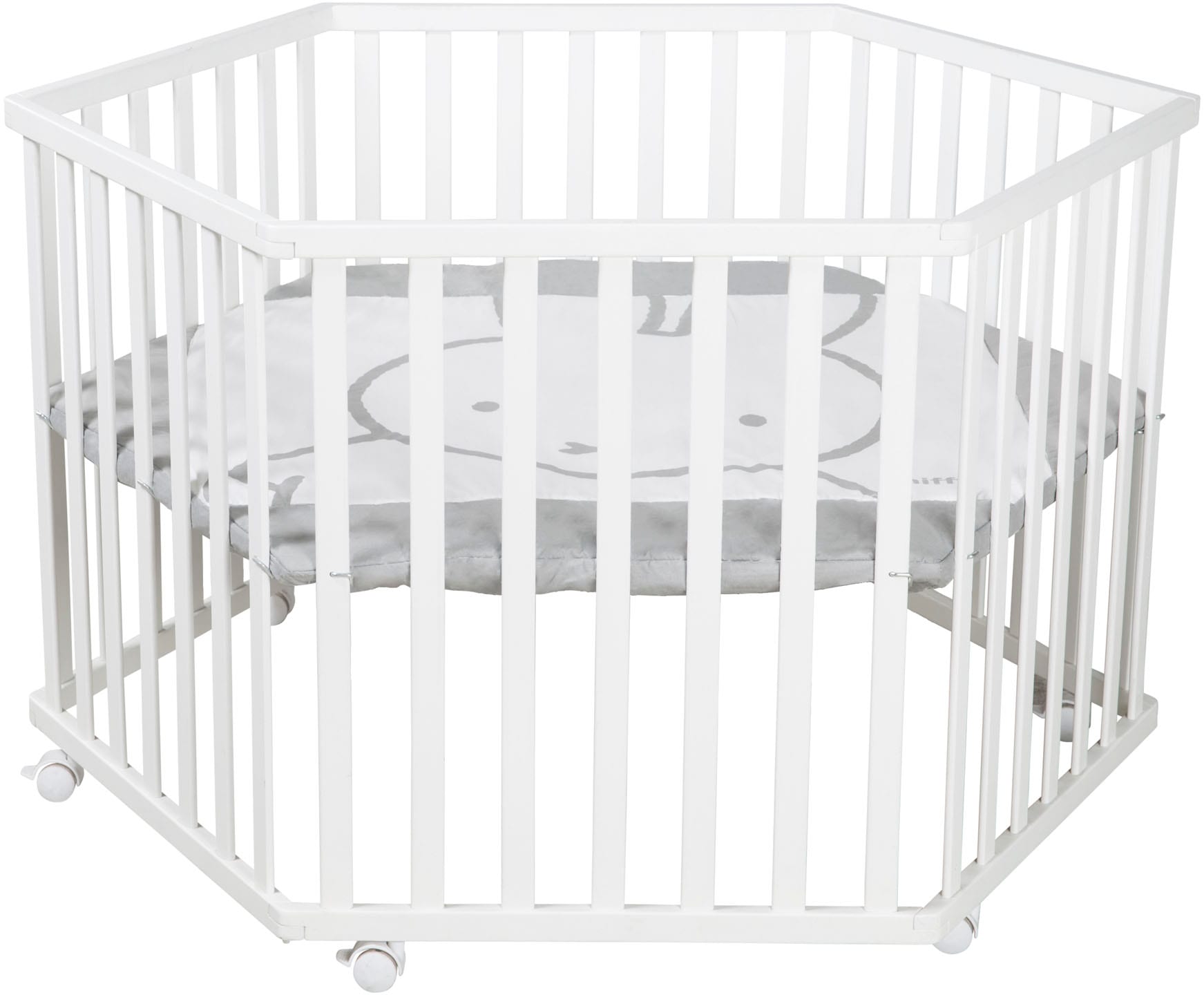 roba® Laufgitter »miffy®, weiß, 6-eckig«, bis 15 kg, mit Stoffeinlage