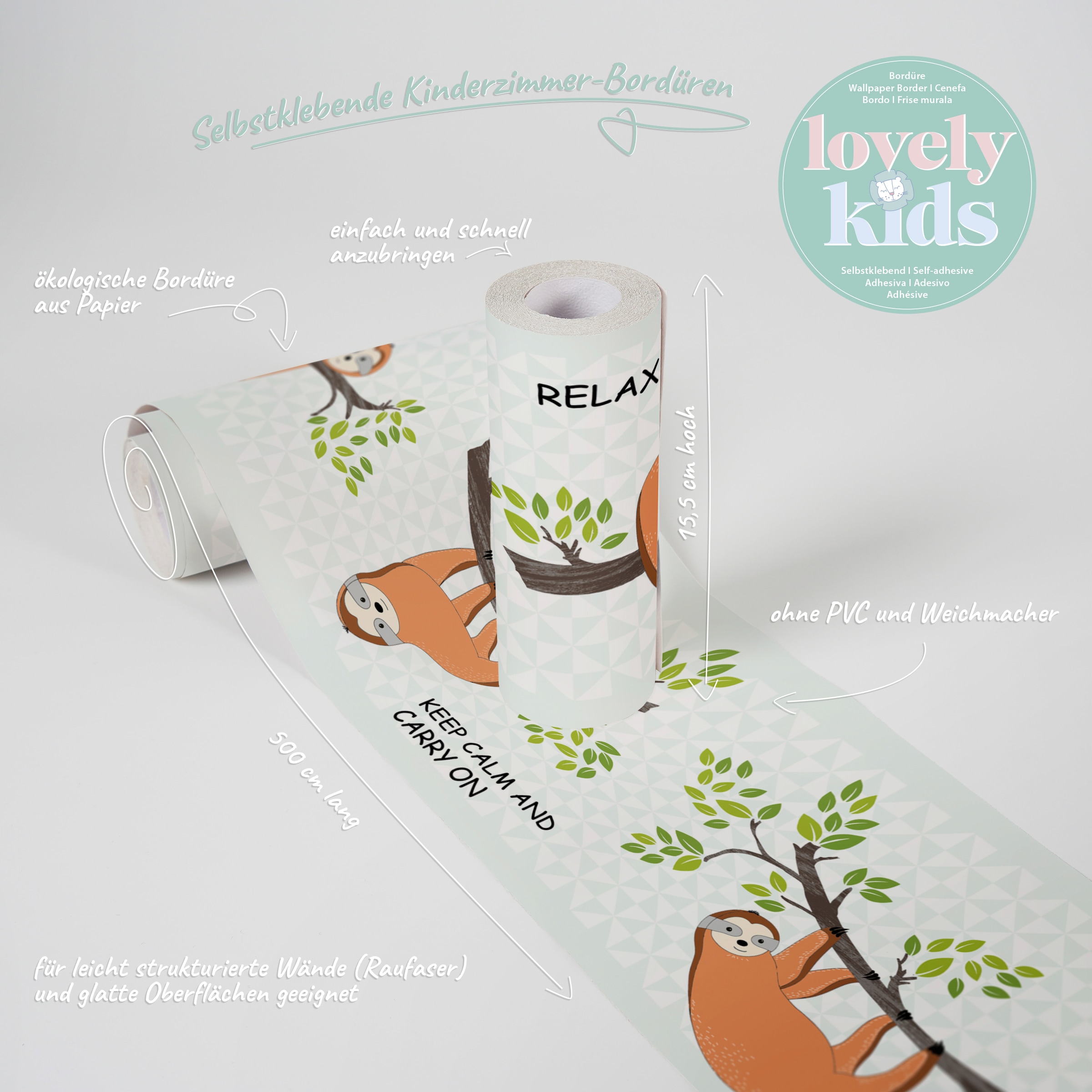 A.S. Création Bordüre »Chill & Relax«, Motiv-abstrakt-naturalistisch, Tapete Kinder Borte Wohnzimmer Schlafzimmer Küche Design Kinderzimmer