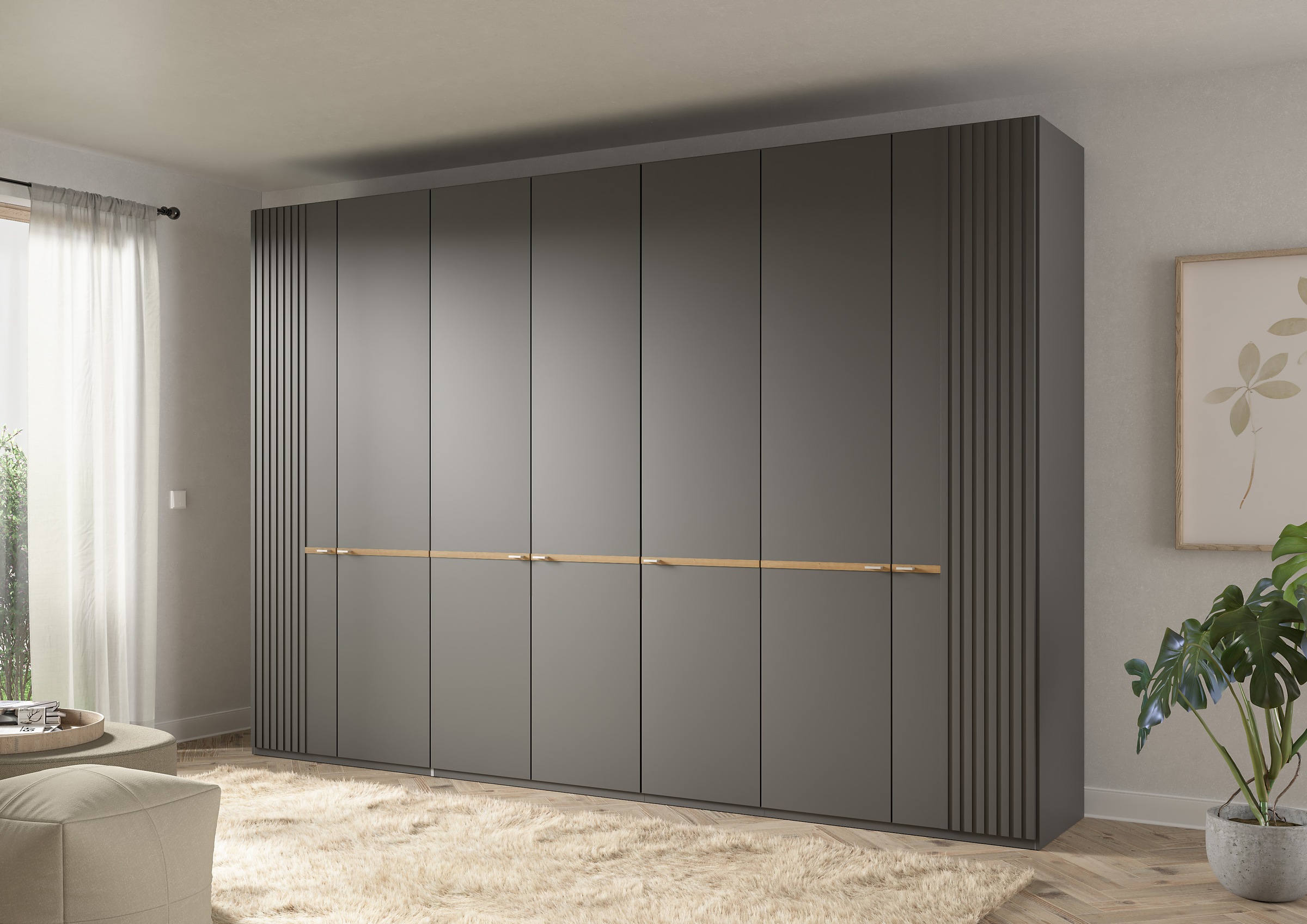 Musterring Drehtürenschrank »Isabelle«, Lamellen in Korpusfarbe, Griffe in silber, versch. Größen und Farben