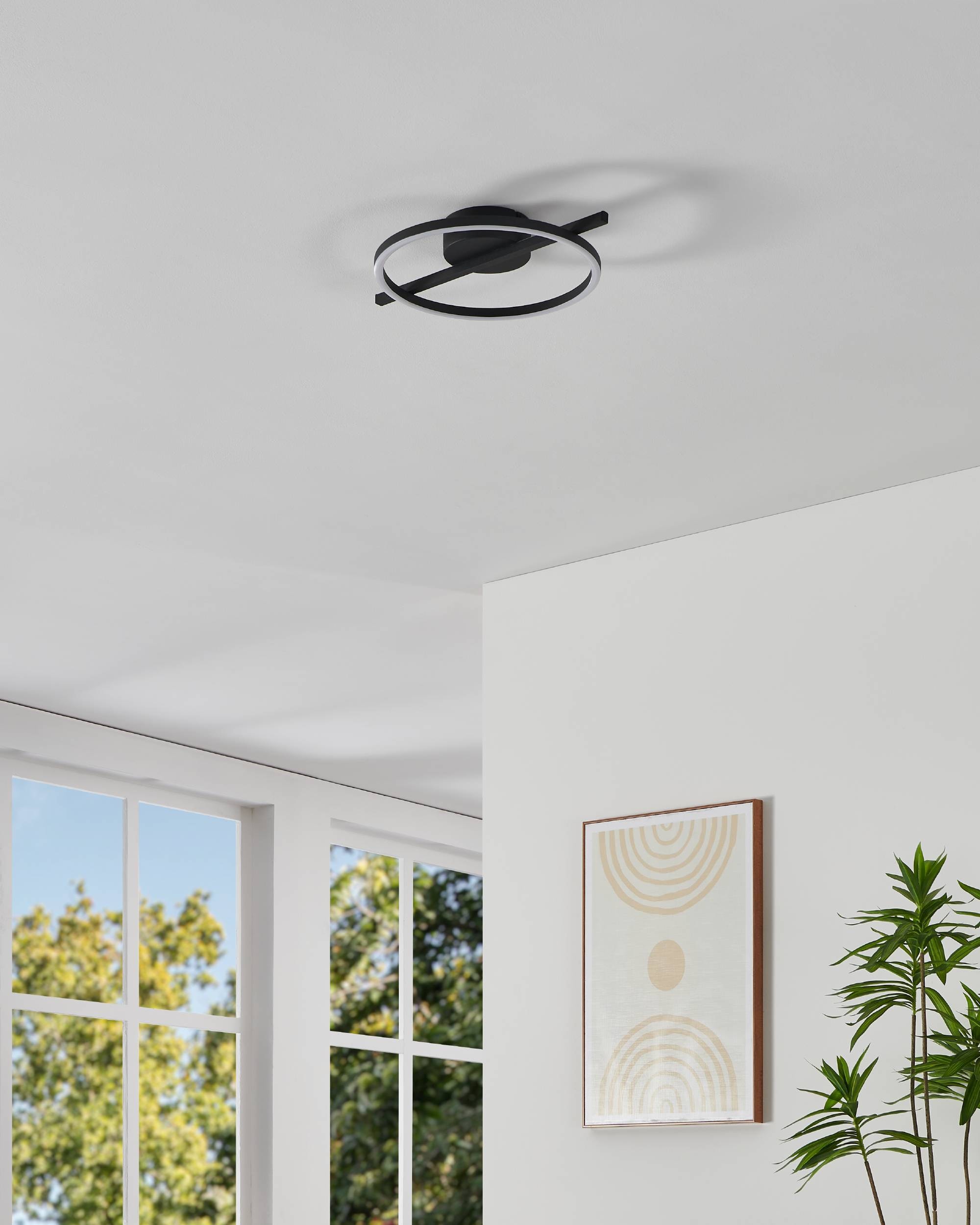 EGLO Deckenleuchte »Amandolo Deckenlampe RGB Backlight Fernbedienung inkl. geometrisch« LED-Modul 1 Stk. Kaltweiß | RGB Wand-/Deckenleuchte - L40 x B30 x H6,5 cm - schwarz - 17W inkl.