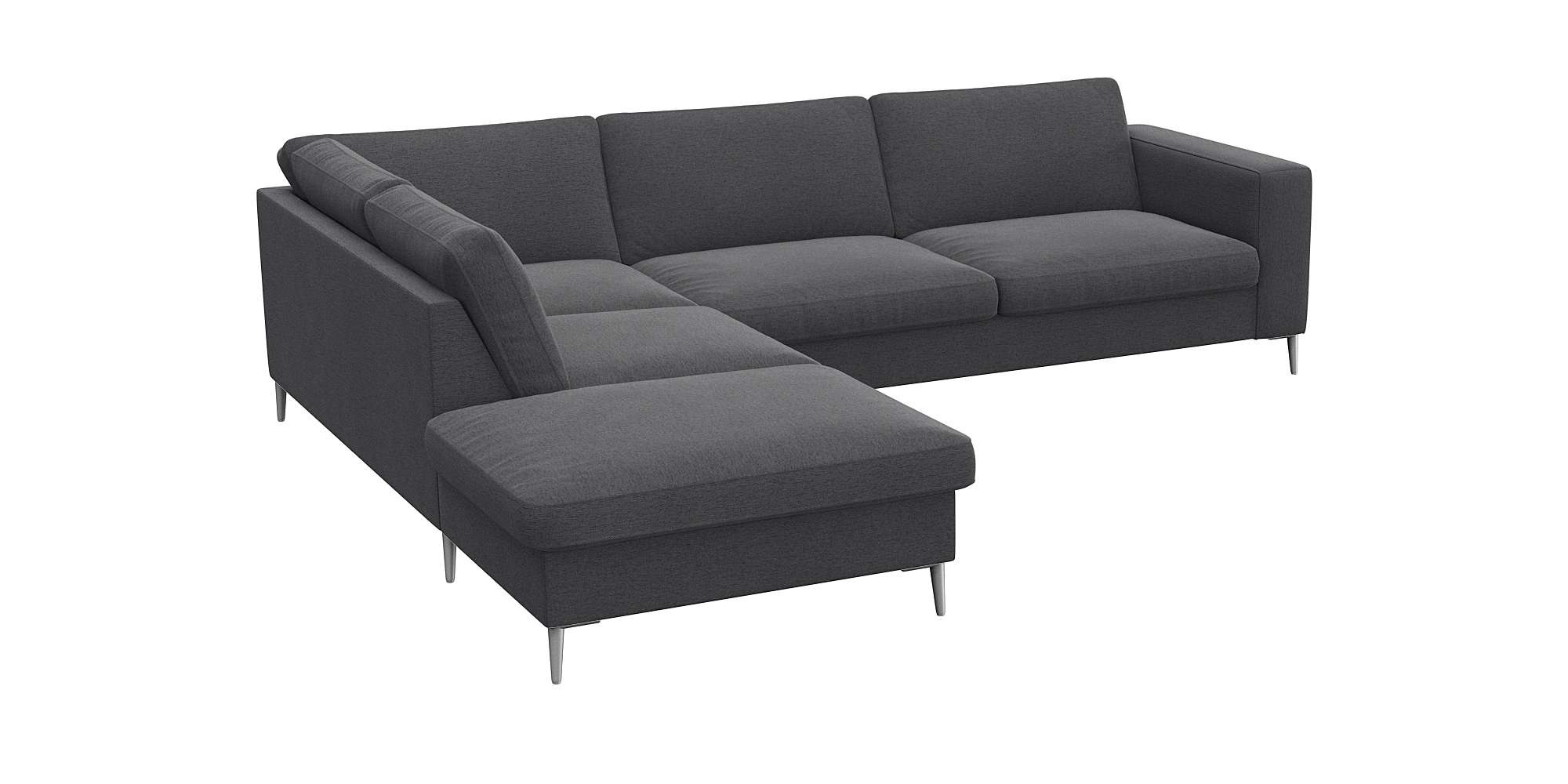 FLEXLUX Ecksofa »Fiore, super Sitzkomfort durch Kaltschaum im Sitz, L-Form«, breite Armlehnen, Füße Alu