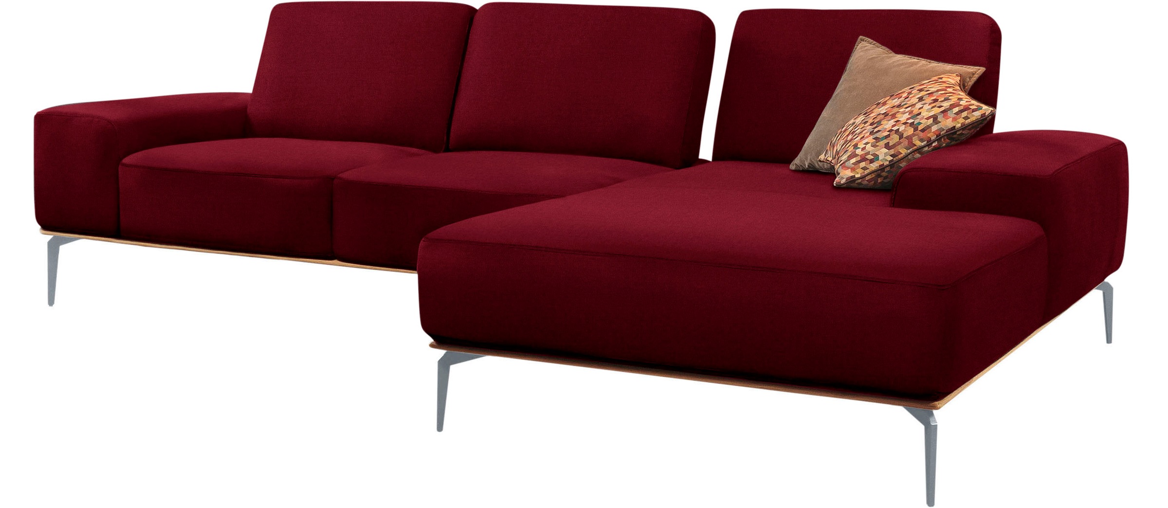W.SCHILLIG Ecksofa »run, Designsofa mit tollem Sitzkomfort, bequem, L-Form«, mit elegantem Holzsockel, Füße in Silber matt, Breite 299 cm