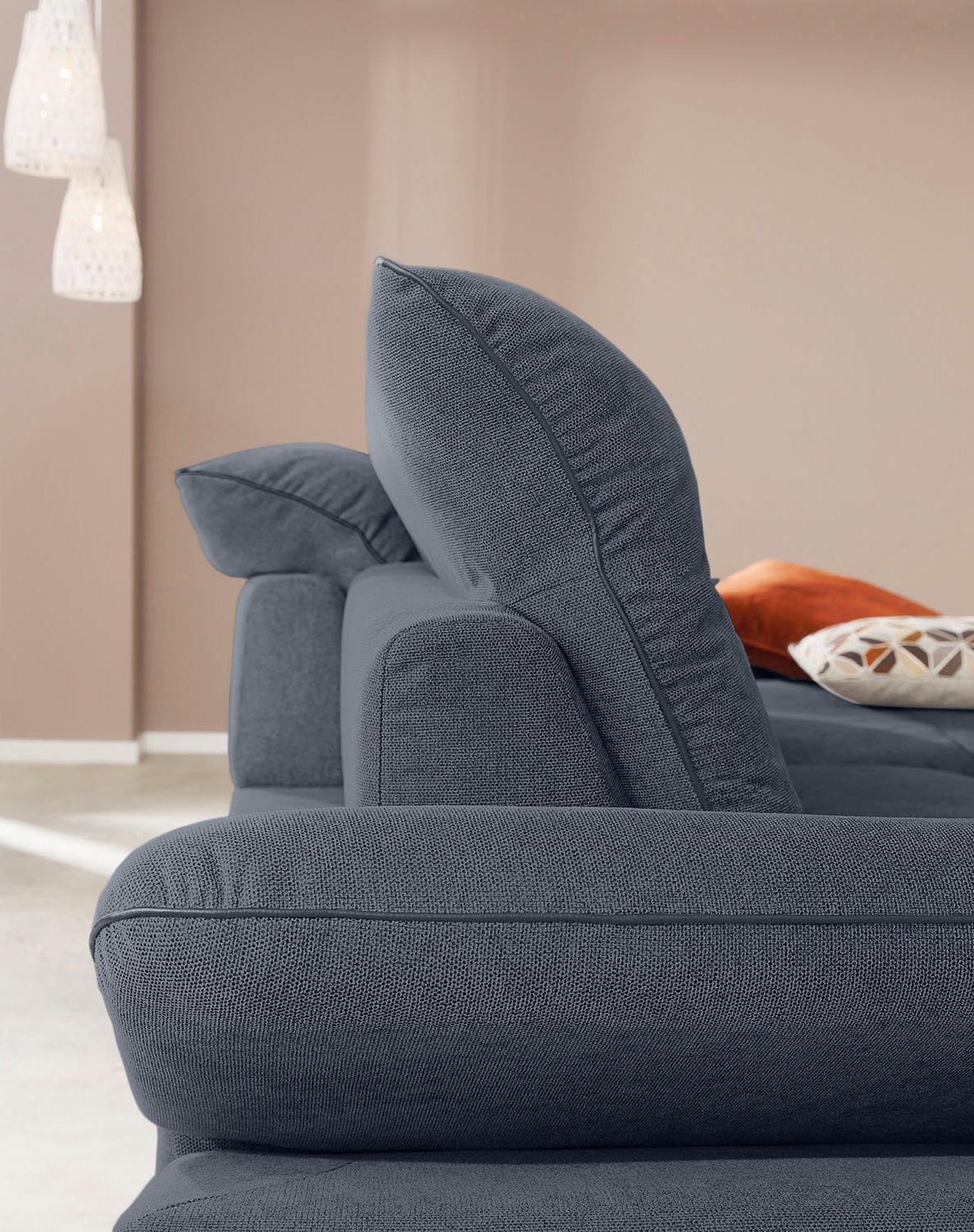 W.SCHILLIG Ecksofa »enjoy&MORE, Designsofa, elegant und bequem, L-Form«, Sitztiefenverstellung, Füße schwarz pulverbeschichtet, Breite 294 cm