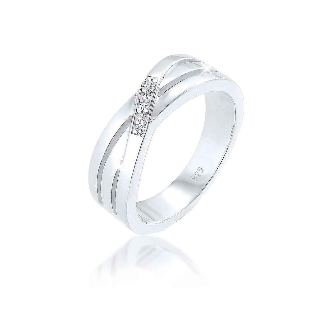 Elli DIAMONDS Verlobungsring »Cross Over Verlobung Diamant 0.015 ct. 925 Silber«