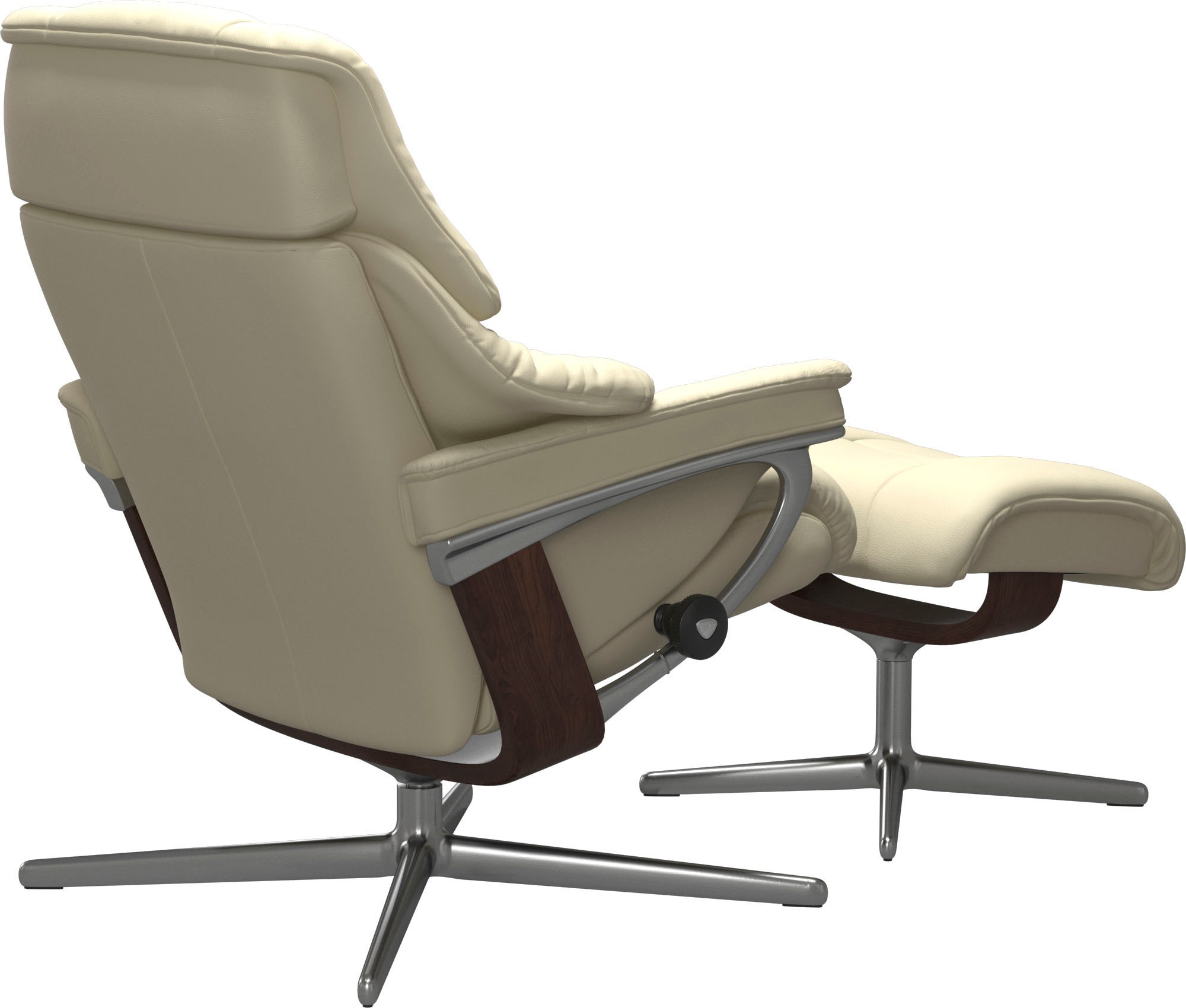 Stressless® Relaxsessel »Reno«, (Set, Relaxsessel mit Hocker), mit Hocker, mit Cross Base, Größe S, M & L, Holzakzent Braun