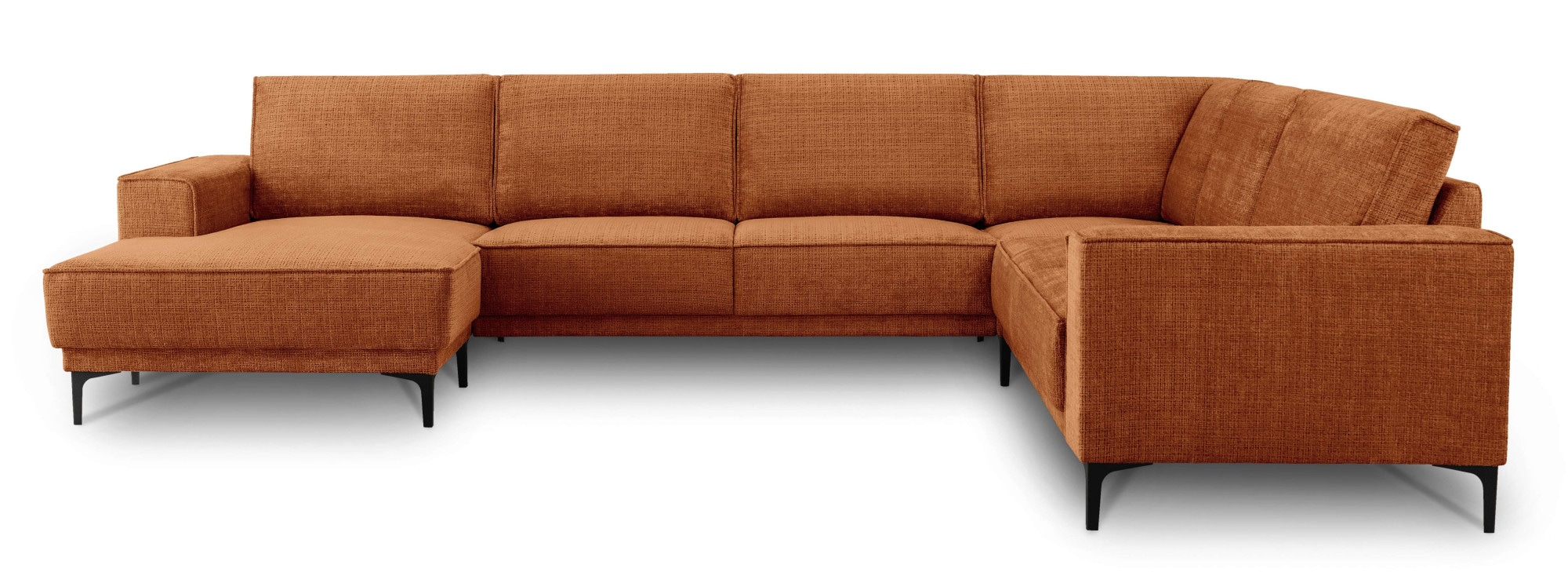 Places of Style Wohnlandschaft »XXL Sofa Oland, Struktur, Flachgewebe, Luxus-Microfaser, Boucle«, U-Form, 342 cm, Wellenunterfederung, Skandi-Design, Metallfüße