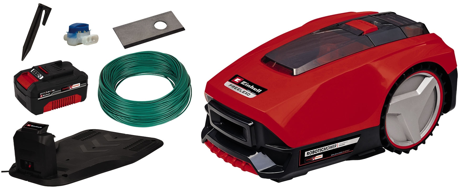 Einhell Rasenmähroboter »FREELEXO 550 Kit Mähroboter«, (Set), Schnittbreite 18 cm, Inkl. Akku und Ladestation, 6 tlg.