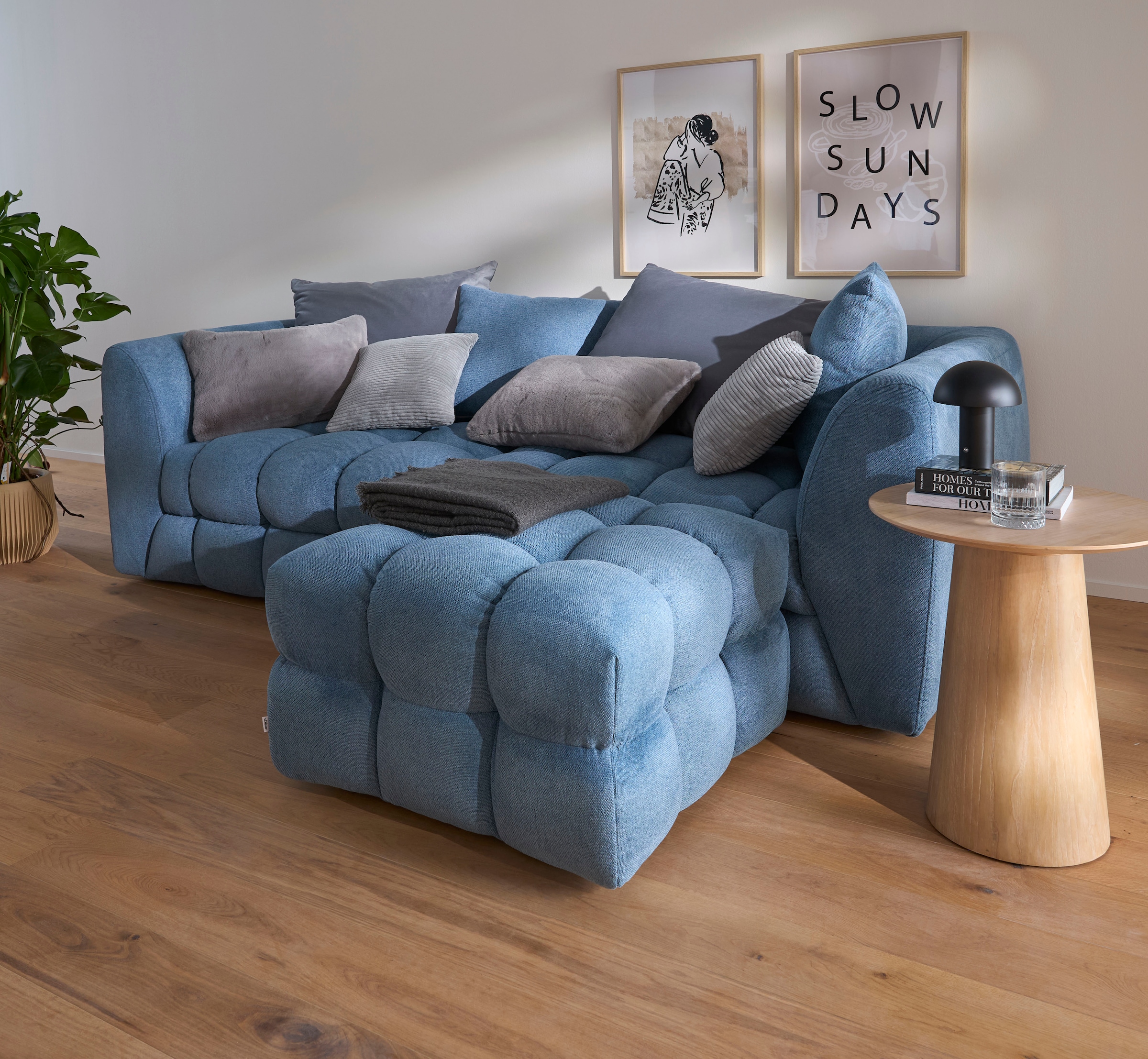 s.Oliver Big-Sofa »COBBO 3-Sitzer Design-Sofa Bubble-Optik, Maße B/T/H: 259/126/104 cm« mit vielen Kissen, moderne Steppung und hoher Sitzkomfort