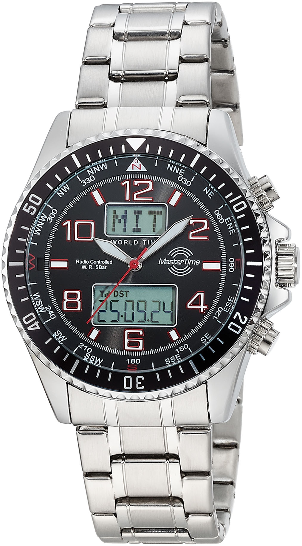 MASTER TIME Funkchronograph »Super Power«, (Set, 2 tlg., mit Wechselband), Quarzuhr, Armbanduhr, Herrenuhr, ideal auch als Geschenk