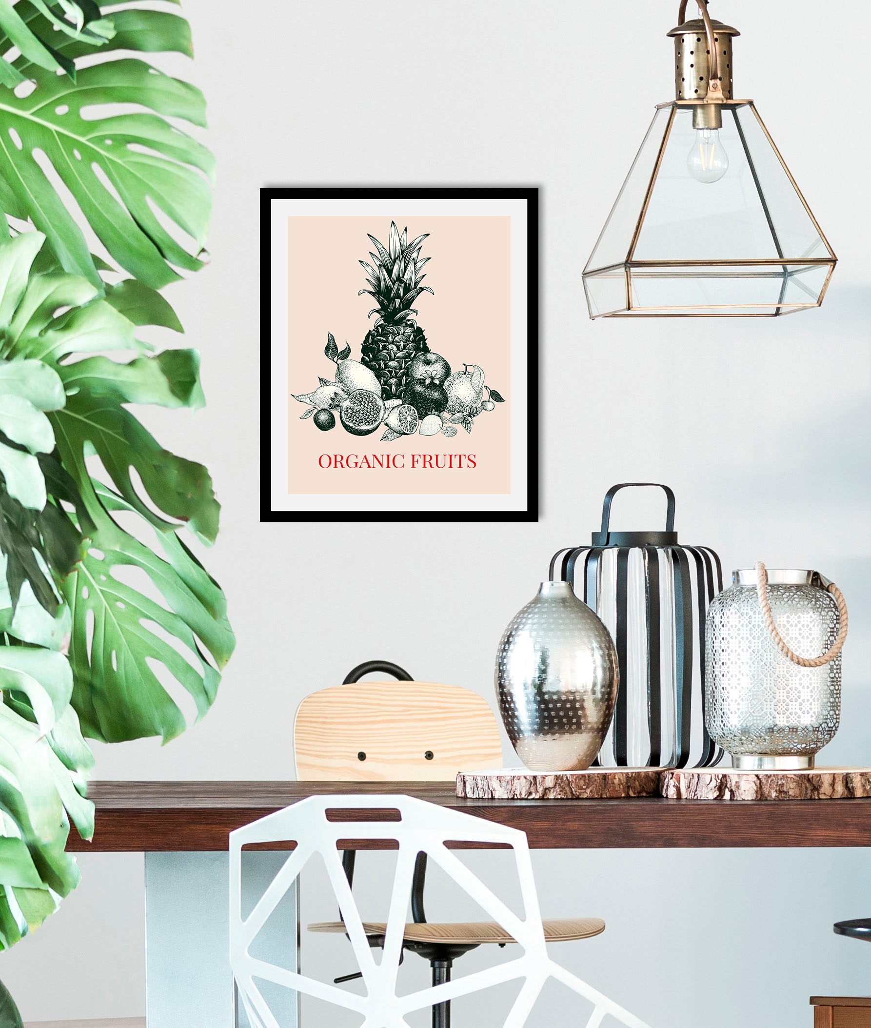 queence Bild »Organic Fruits«, Obst-Obst Bilder-Schriftzug-Kunst-Pflanzen-P günstig online kaufen
