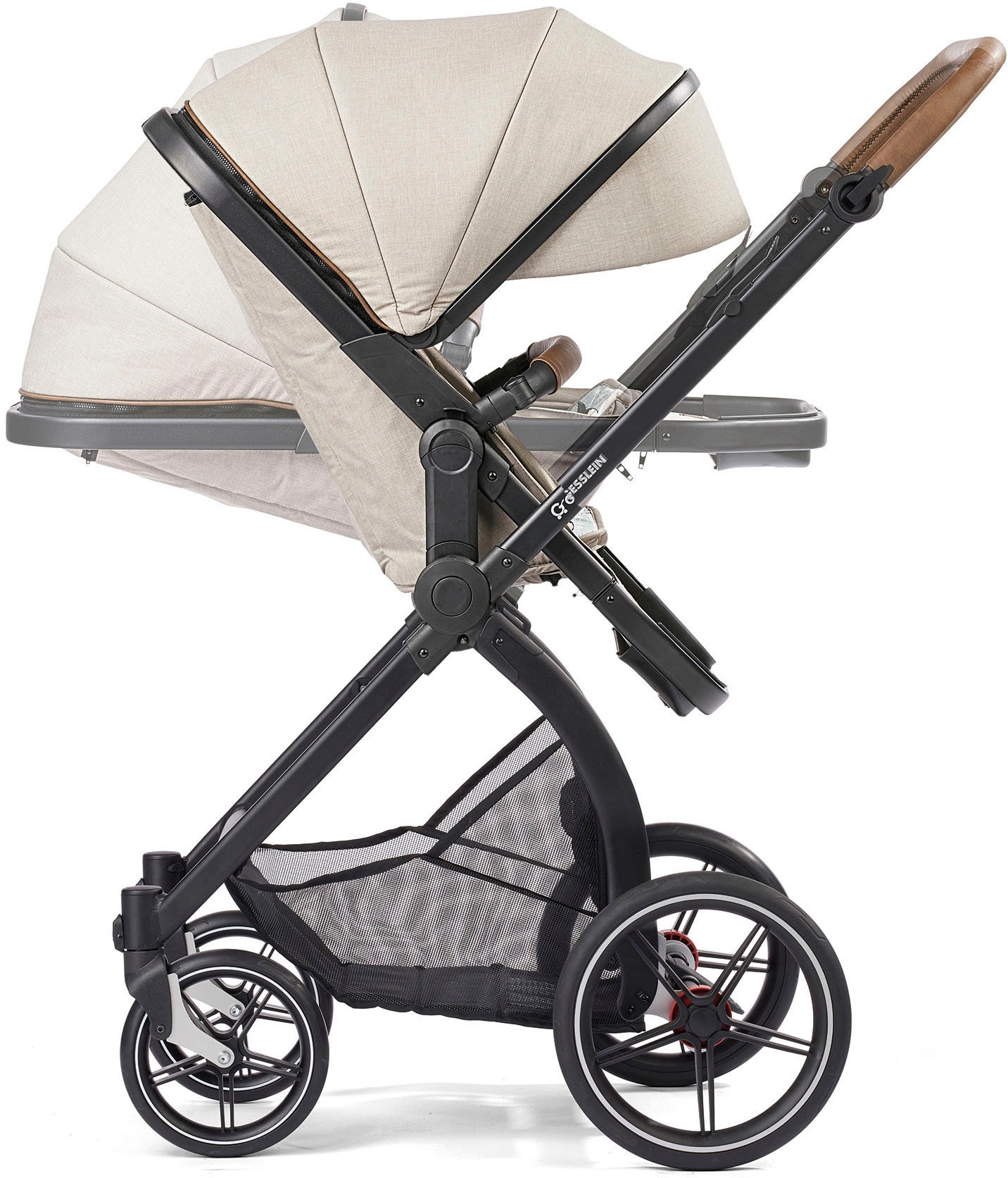 Gesslein Kombi-Kinderwagen »FX4 Soft+ mit Aufsatz Life, schwarz/cognac, eisblau«, mit Babywanne C3 und Babyschalenadapter