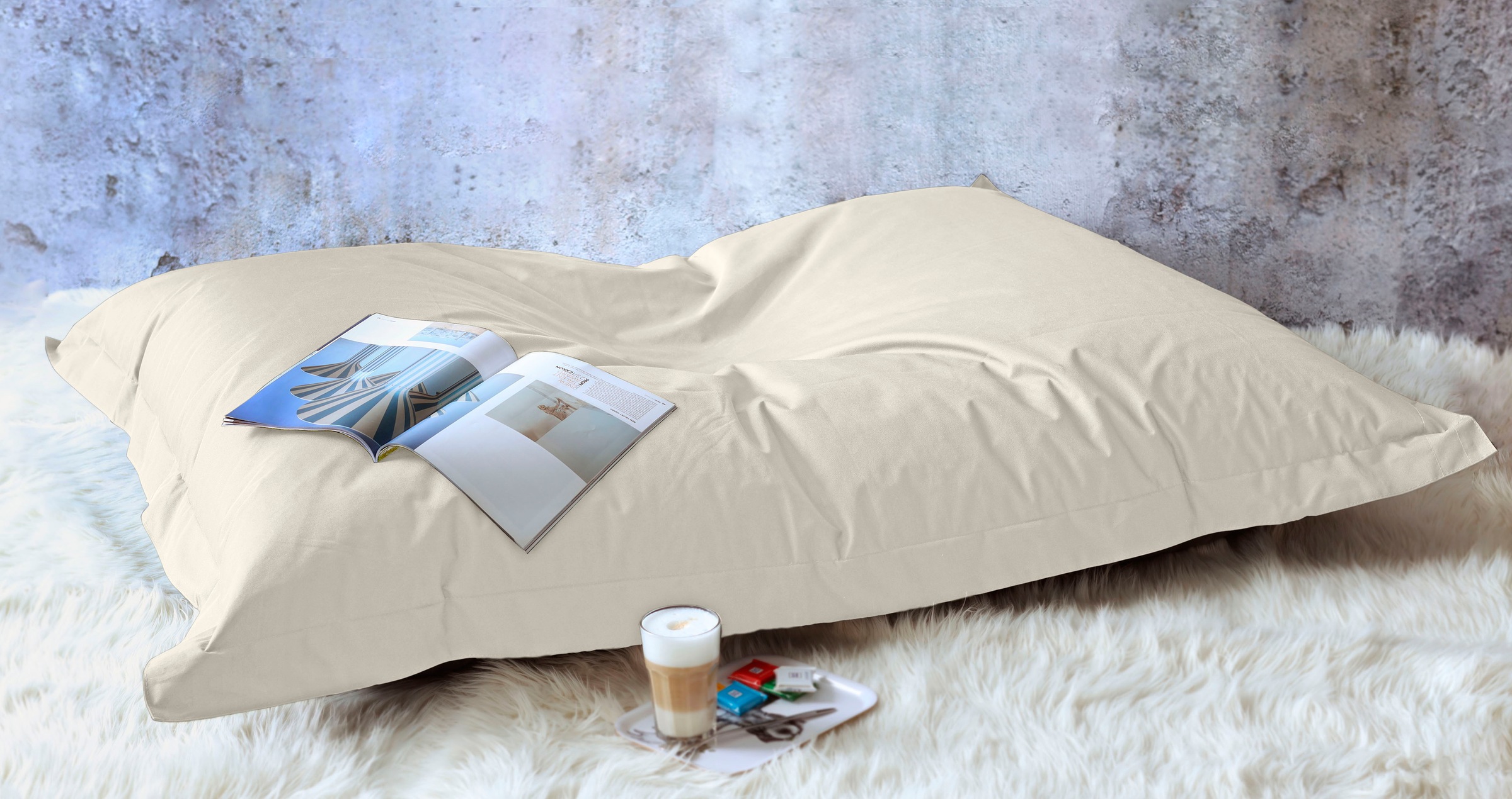 KINZLER Sitzsack »XXL Outdoorfähig« 1 Stk. tlg. Uni Farben, Outdoor geeignet, ideal im Wohnzimmer & Kinderzimmer natur Bezug: 100% Polyester