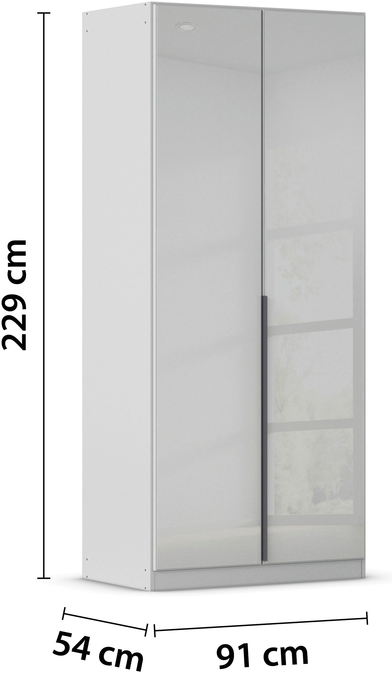 rauch Drehtürenschrank »Kleiderschrank Kleiderschränke Schrank Garderobe AGORDO mit Glasfront«, (in zwei Griff-Farben), durchdachte Innenausstattung, in 6 Breiten und 2 Höhen MADE IN GERMANY