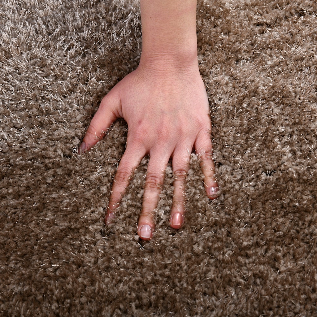 Home affaire Hochflor-Teppich »Malin«, rechteckig, Shaggy in Uni-Farben, einfarbig, leicht glänzend, besonders weich