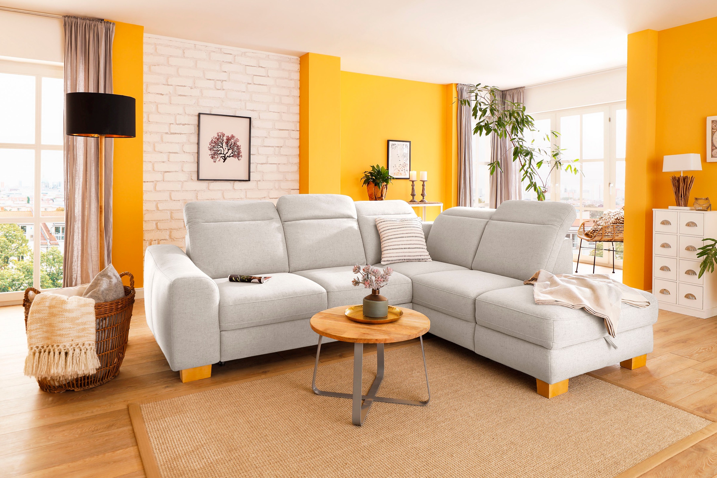 Home affaire Ecksofa »Dundee L-Form«, wahlweise mit Kopfteilverstellung und zusätzlich mit Bettfunktion