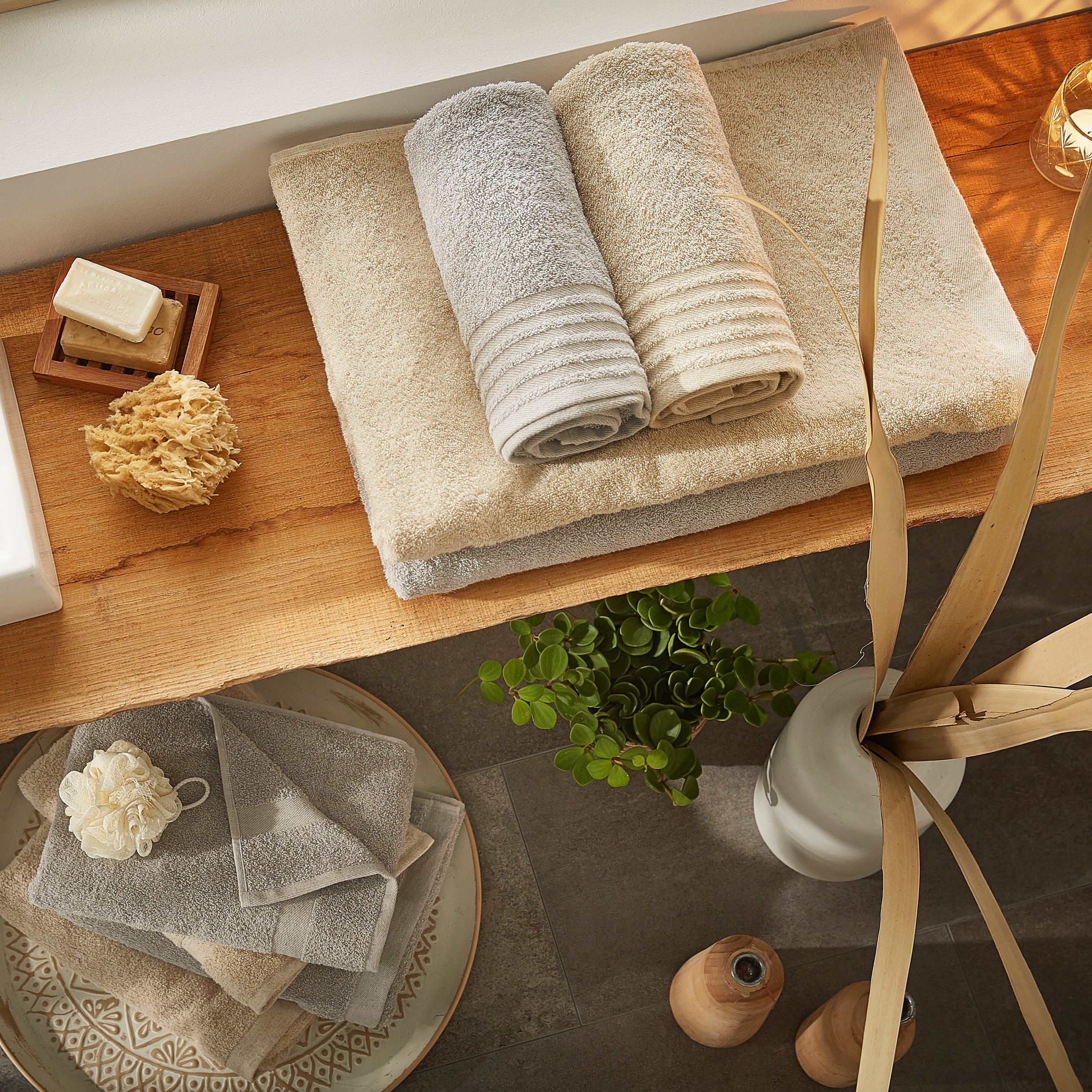 Dyckhoff Handtuch Set »Deep Harmony Comfort« Set 3 Stk. Frottier 15% Hanf;2 günstig online kaufen