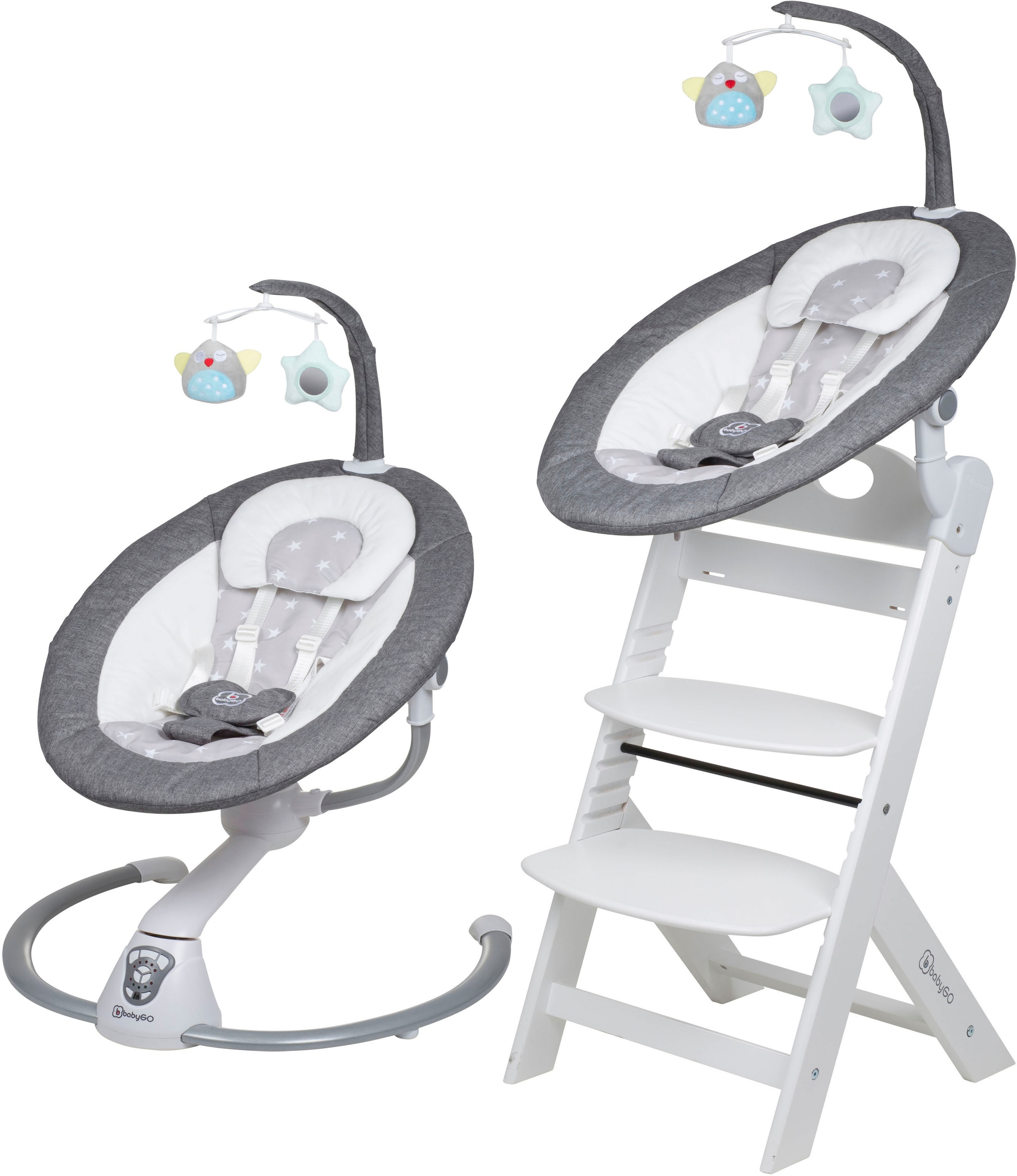 BabyGo Hochstuhl »Family Homey Set, weiß/hellgrau«, mit elektrischer Babywi günstig online kaufen