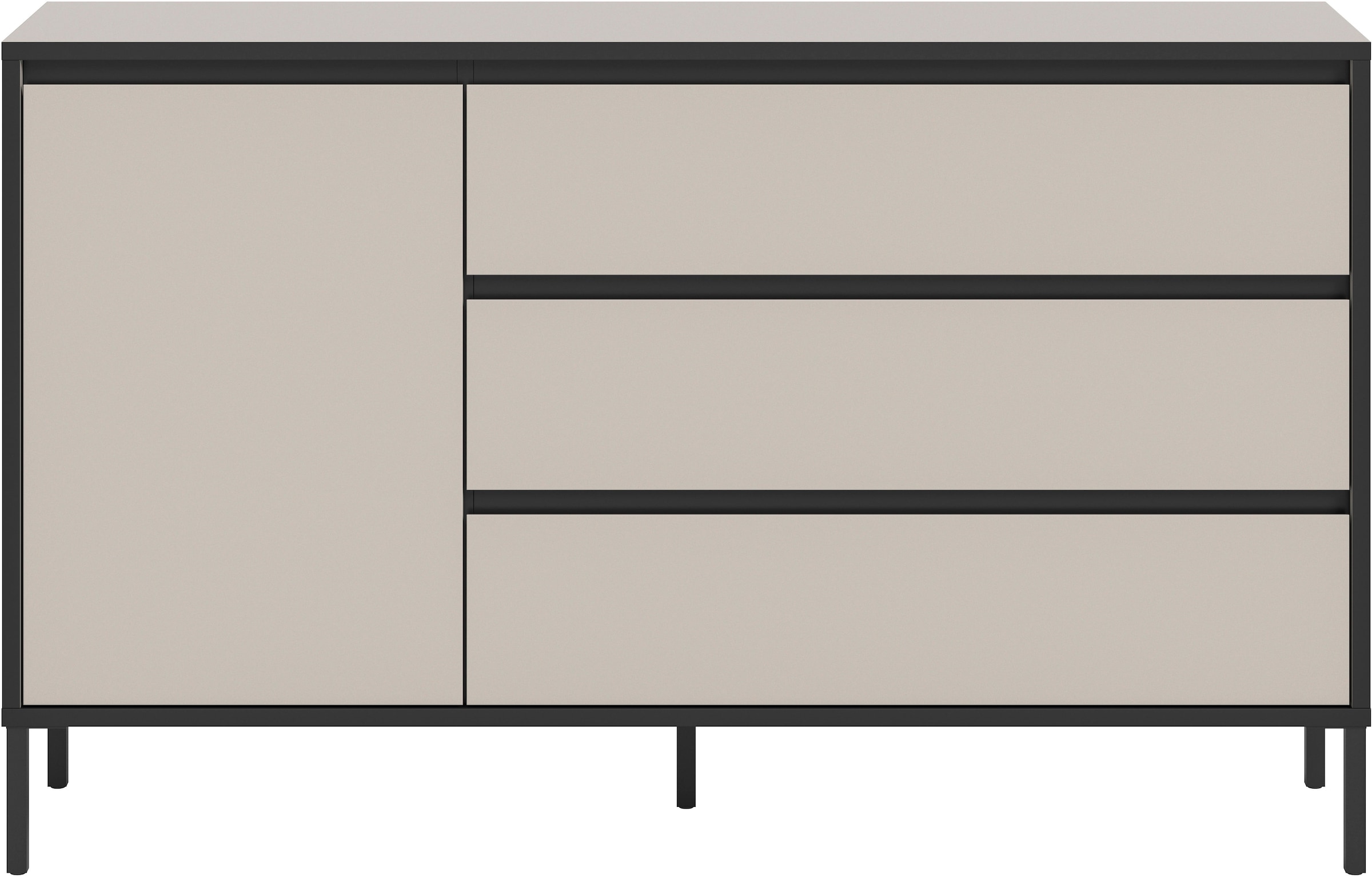 INOSIGN Sideboard »NORT, Breite: 136cm, mit Metall Stabfuß, 1 Tür, 3 Schubkästen«, Anrichte, Kommode, Schrank, Board, Higboard