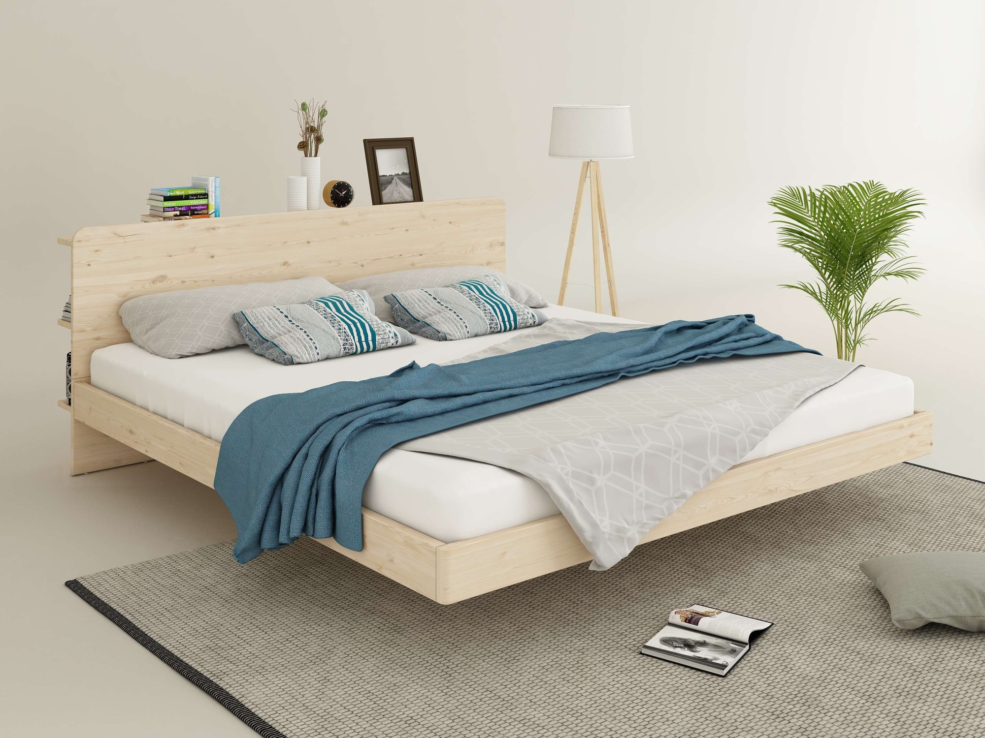 OTTO home Massivholzbett »Amaliah Schwebebett, versteckte Regale hinter dem günstig online kaufen