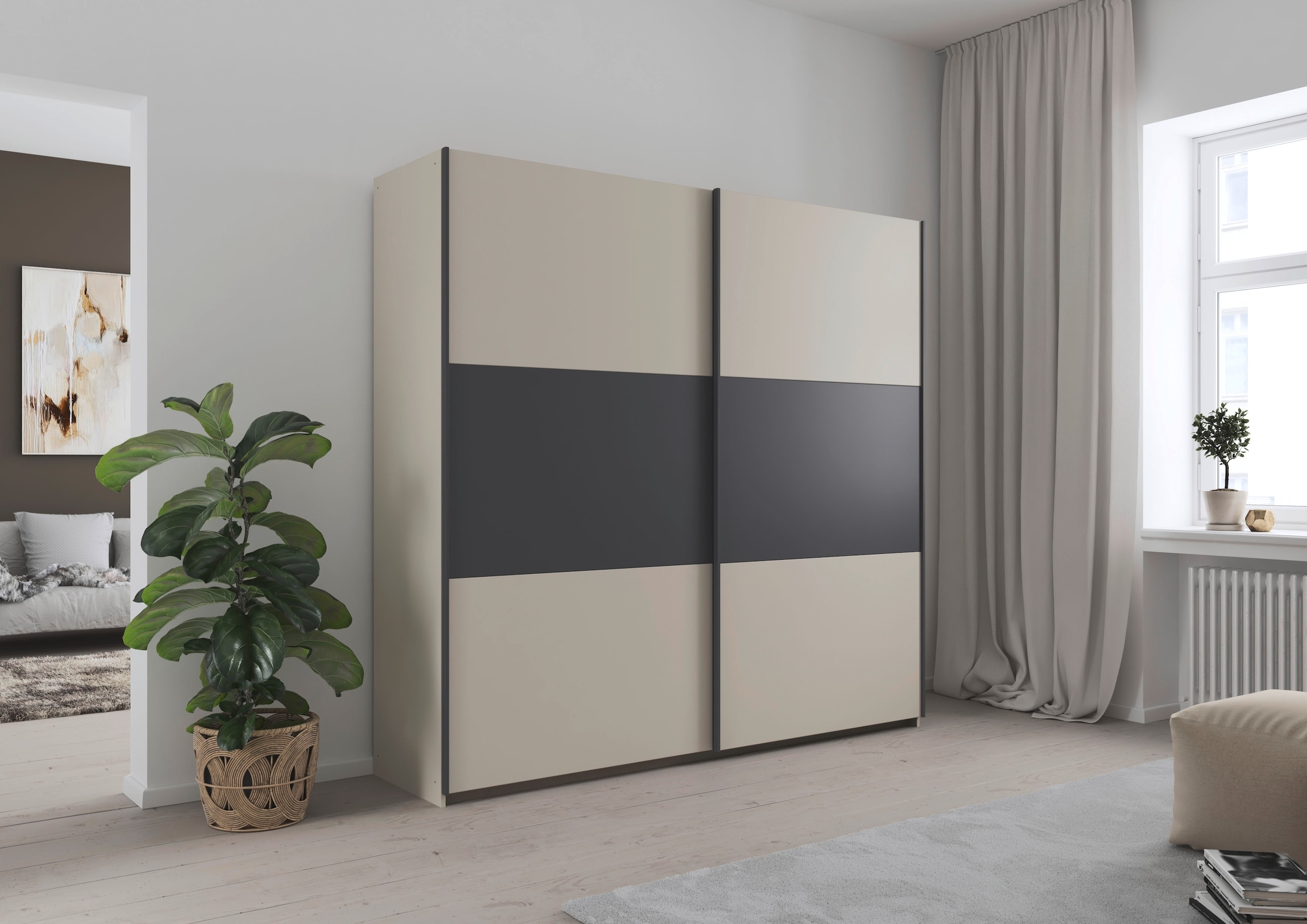 rauch Schwebetürenschrank »Kleiderschrank Schrank Garderobe Schlafzimmerschrank SAJO«, in 2 Breiten (218, 261 cm) optional mit Spiegel MADE IN GERMANY