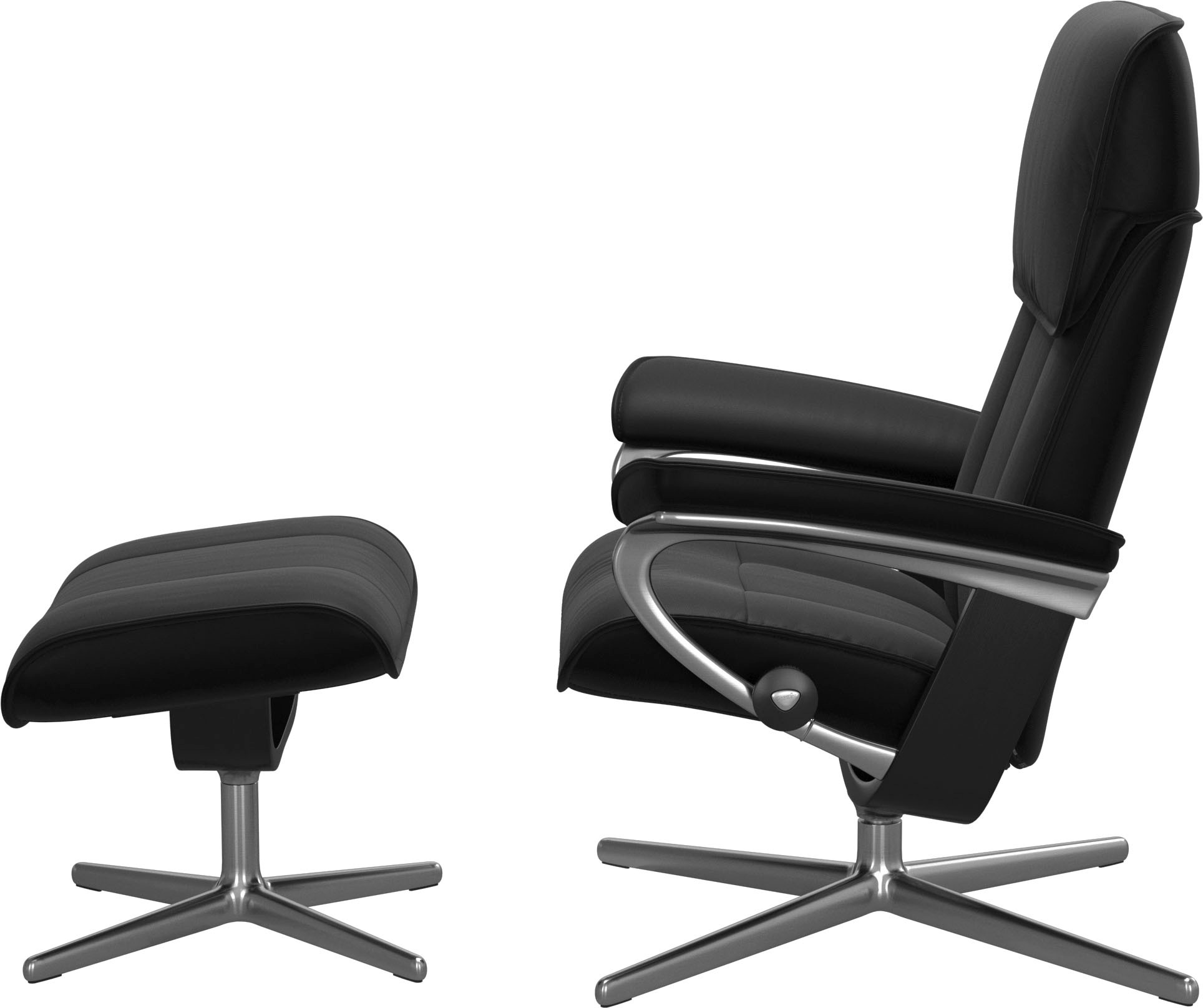 Stressless® Relaxsessel »Admiral«, (Set, Relaxsessel inkl. Hocker), mit Cross Base, Größe M & L, Holzakzent Schwarz
