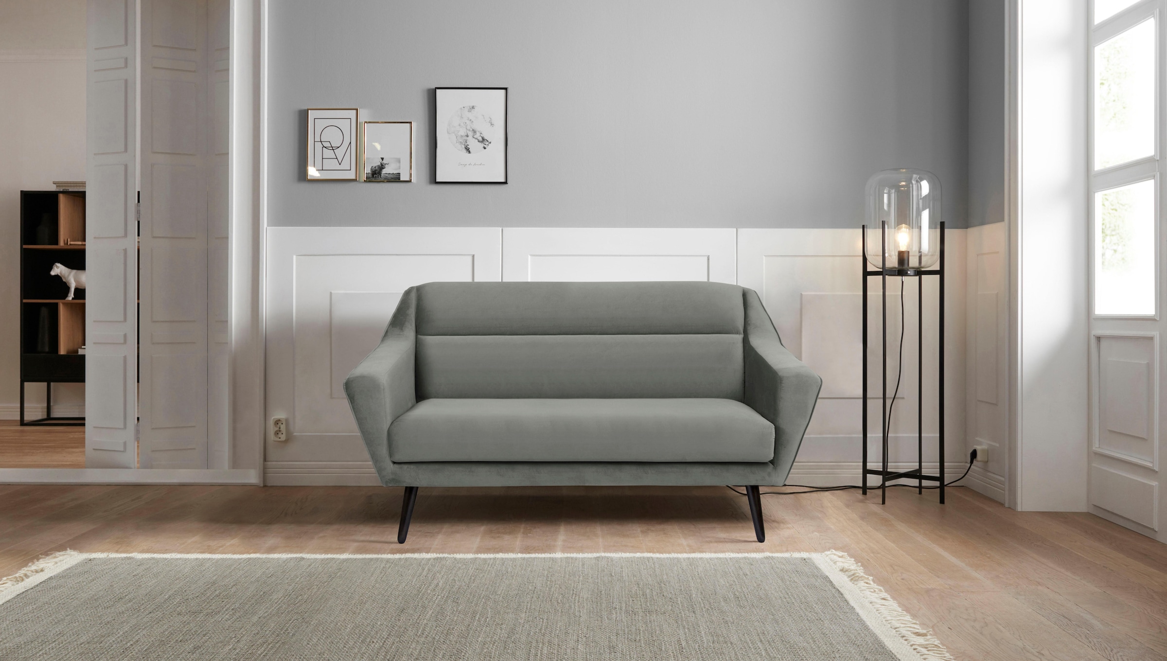 OTTO home 2-Sitzer »Bille« mit Naht im Rückenkissen und Eiche-Beinen, Desig günstig online kaufen