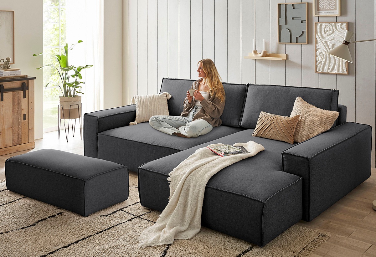 Home affaire Polsterecke »NEU: SHERWOOD XXL tief, L-Form mit Schlaffunktion günstig online kaufen