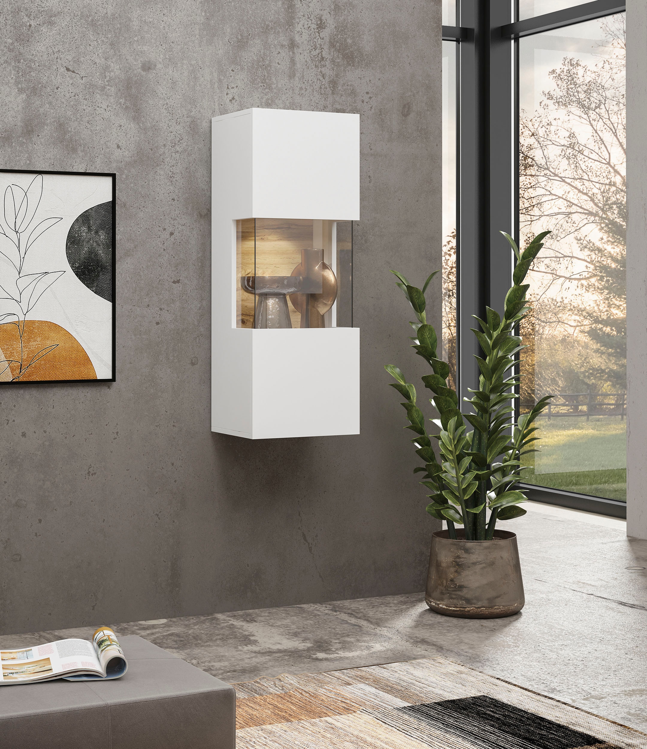INOSIGN Wohnwand »Ava, Wohnzimmer-Set hängend/stehend montierbar, Vitrine, Lowboard«, 3-tlg.