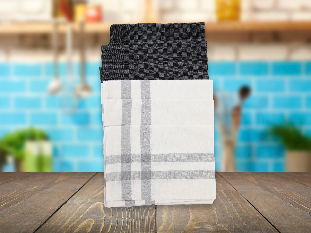 HENSSLERS Geschirrtuch »Küchenhandtücher, 50x70 cm«, (Set, 4 tlg.), extrem saugstark und strapazierfähig, 80% Baumwolle / 20% Leinen