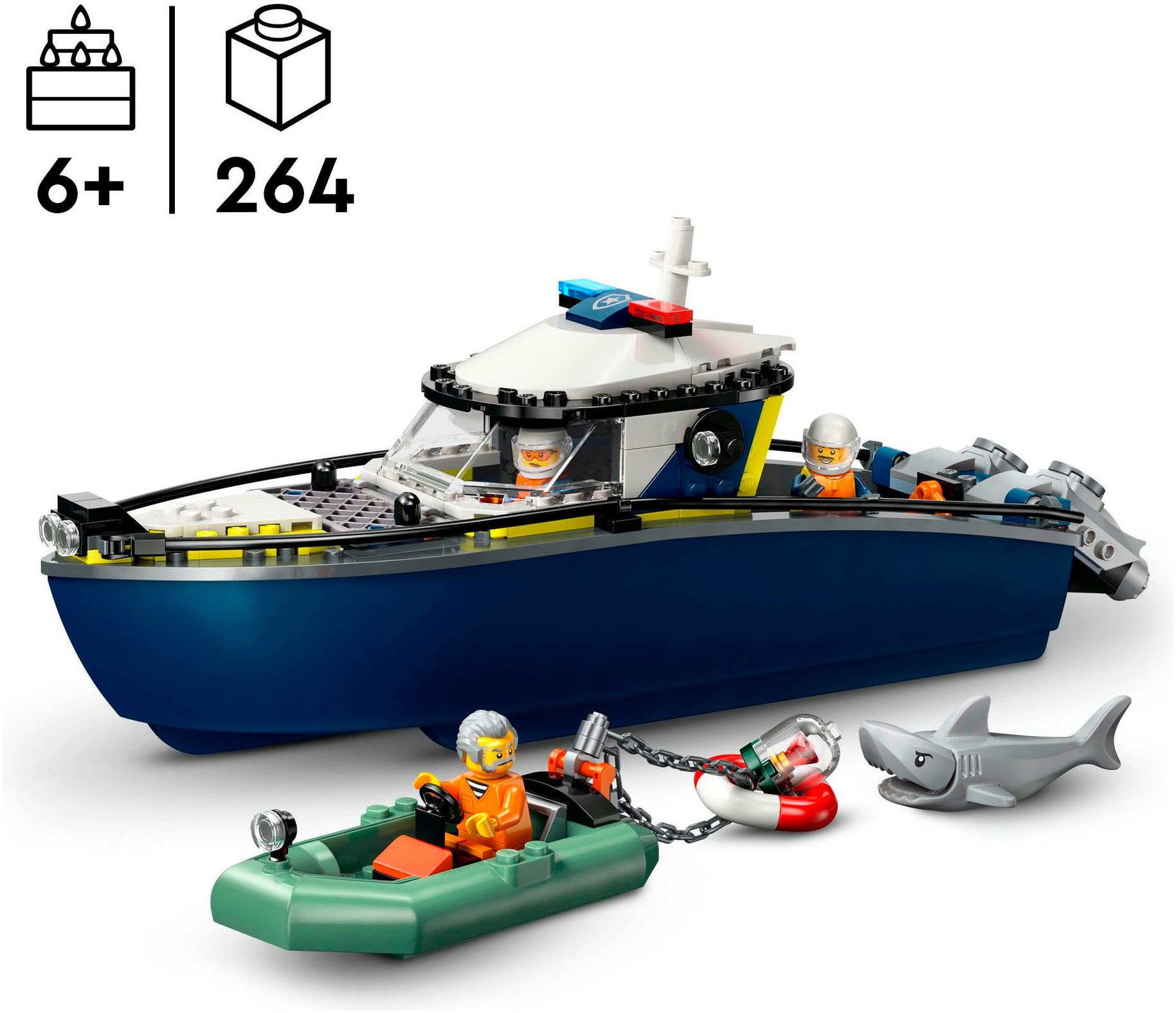 LEGO® Konstruktionsspielsteine »Verfolgungsjagd im Polizeiboot (60456), LEGO City«, (264 St.), Made in Europe