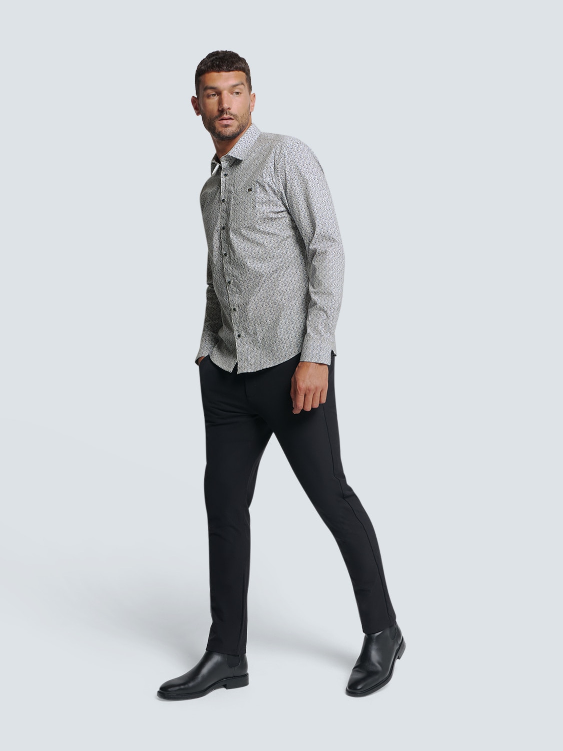 NO EXCESS Langarmhemd »No Excess Bedrucktes Stretch-Hemd«