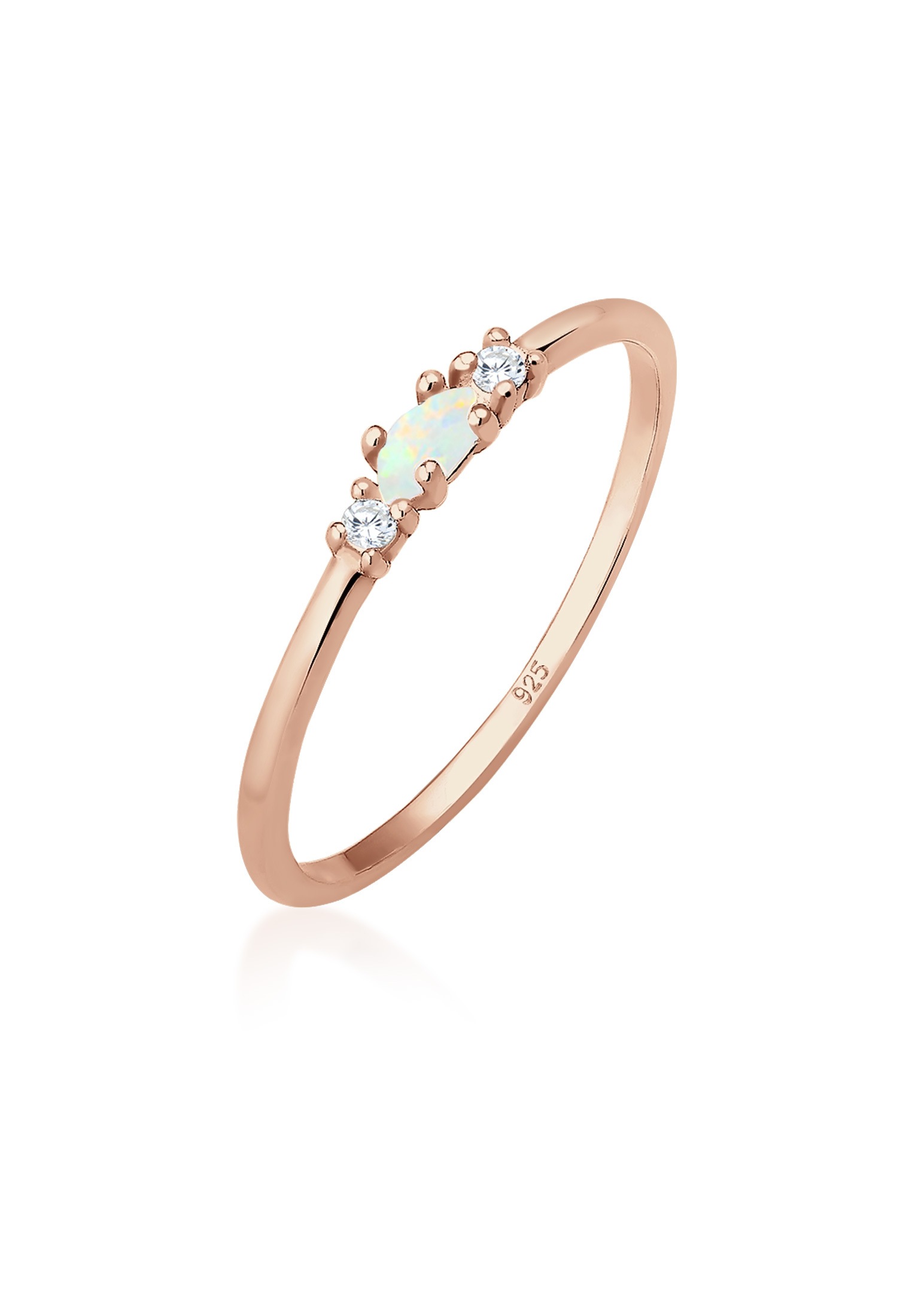 Elli Fingerring »Opal Marquise Und Zirkonia 925 Sterling Silber«