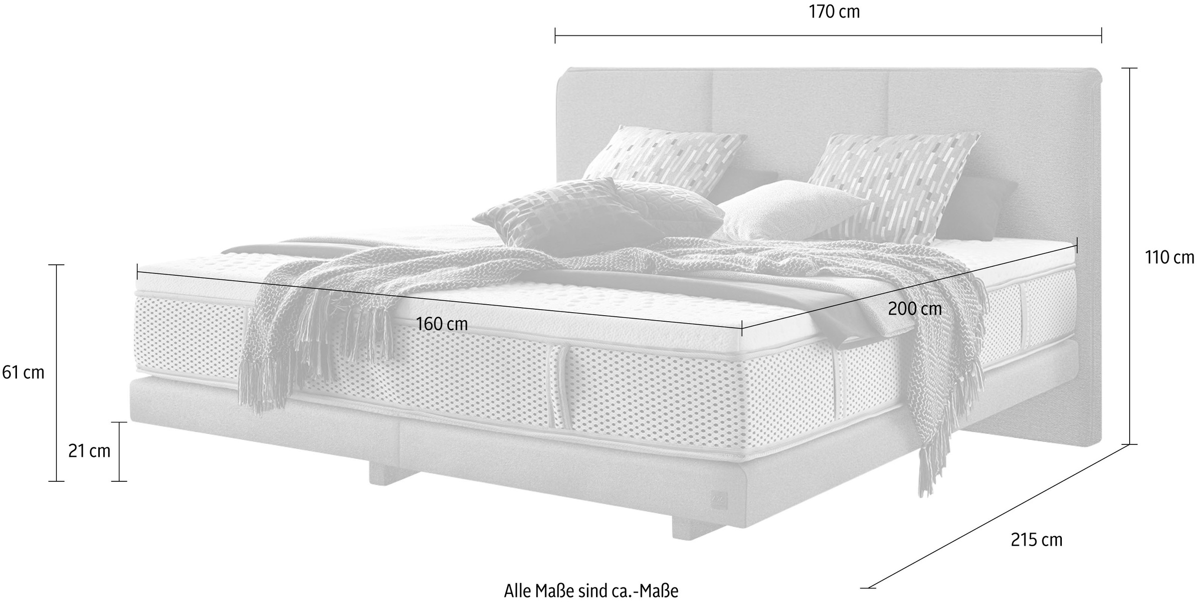 6. Bild von ADA premium Boxspringbett »Levia«, BK KH TF 1000 PM, Matratze mit integriertem Topper