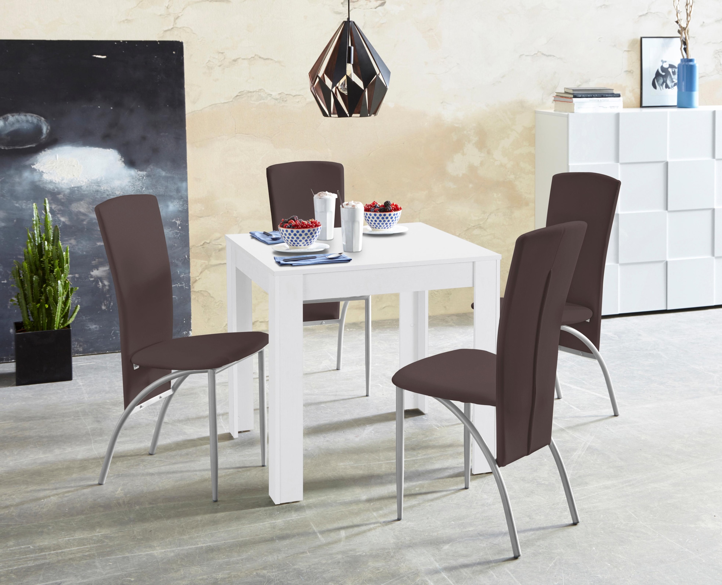 INOSIGN Essgruppe »LynnNico« Set: Esstisch 80 x 80 cm und 4 Stühle mit pfle günstig online kaufen