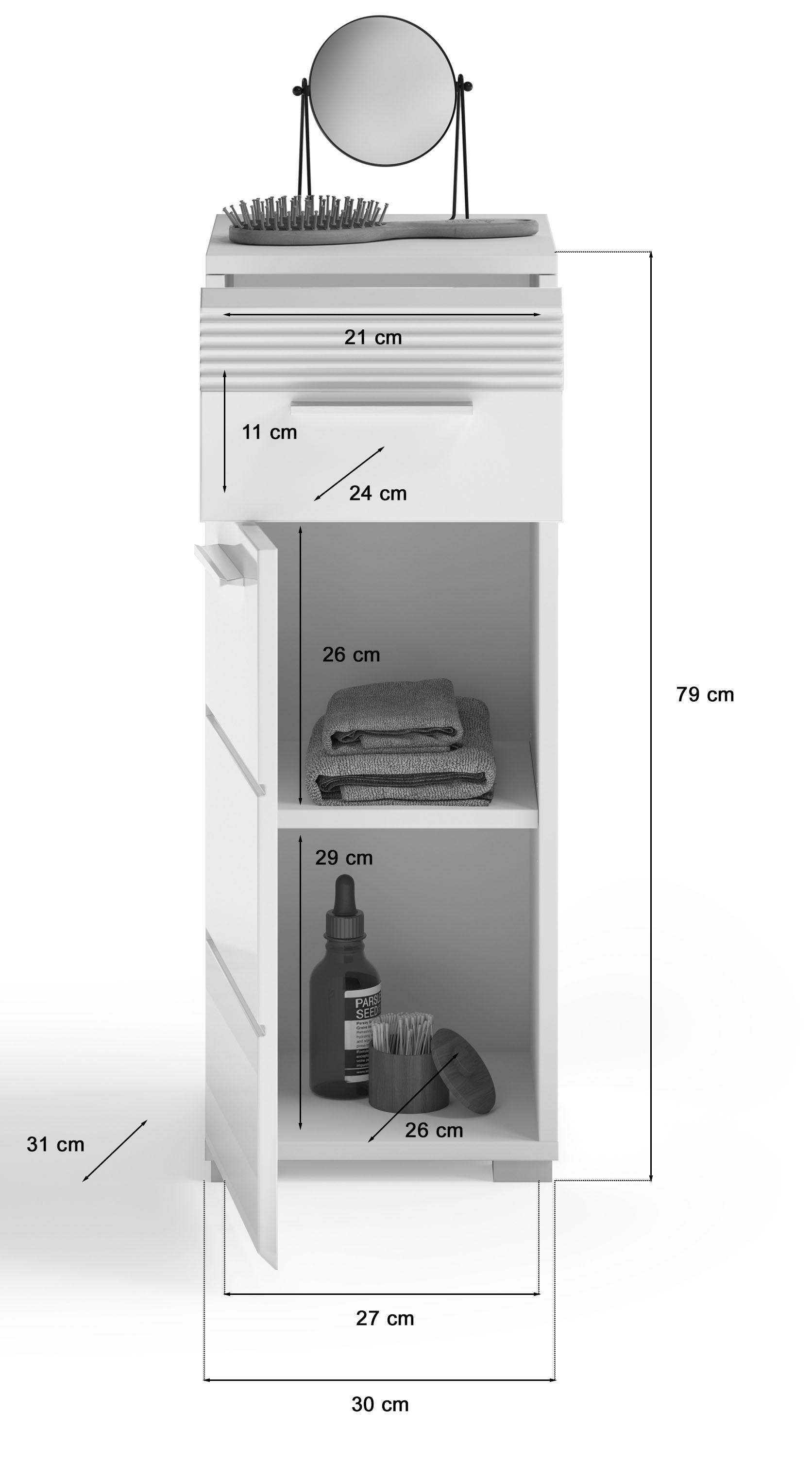 INOSIGN Badmöbel-Set »Malmö, 4 teilig, bestehend aus:«, (Set, 4 St.), Waschbeckenunterschrank, Spiegel, Unterschrank, Hängeschrank
