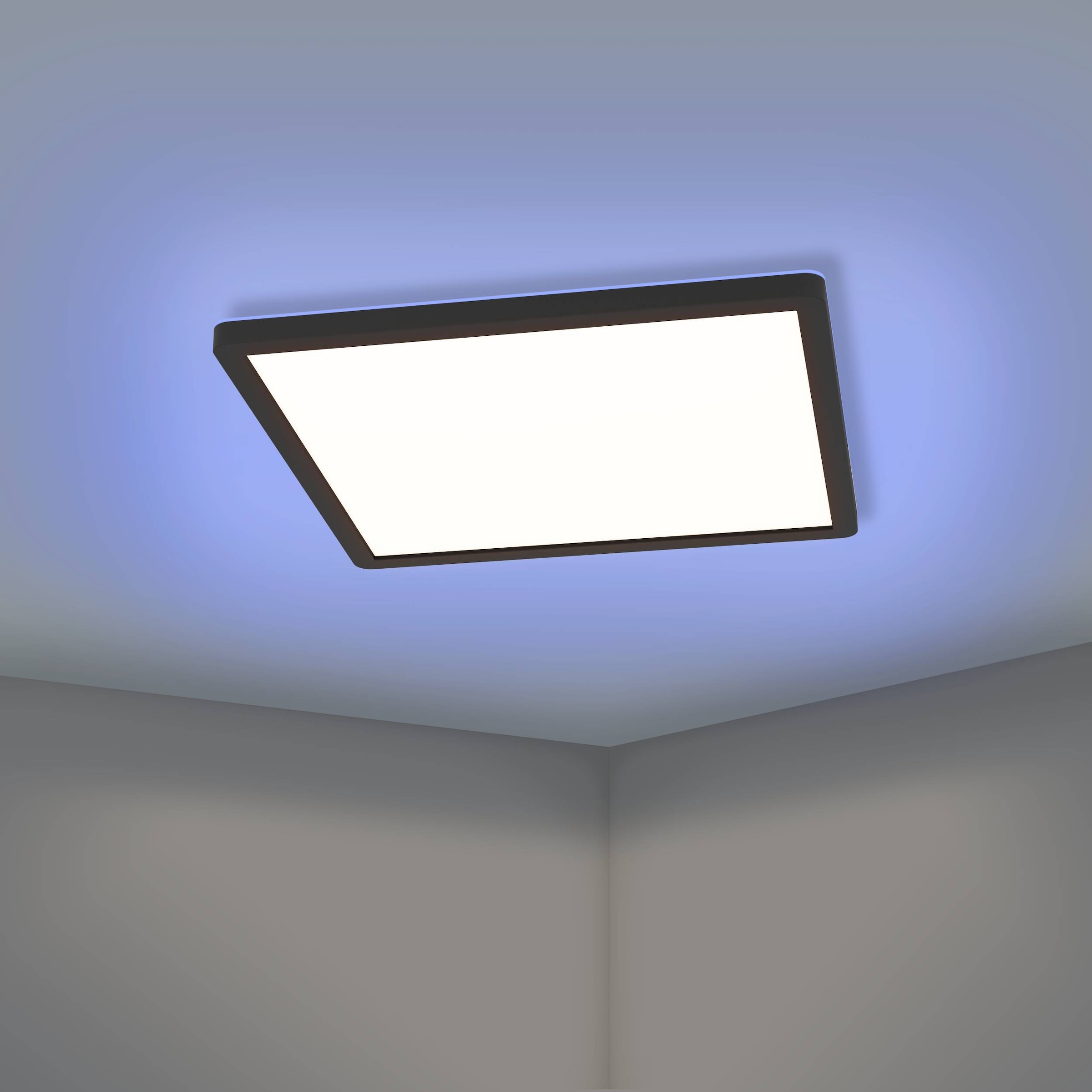EGLO Deckenleuchte »Rovito-Z Deckenlampe, ZigBee 3.0, Kunststoff, Badezimmerlampe, IP44« LED-Modul 1 Stk. Kaltweiß | RGB Wand-/Deckenleuchte - L29 x B29 x H3 cm - schwarz - 13,4W inkl.