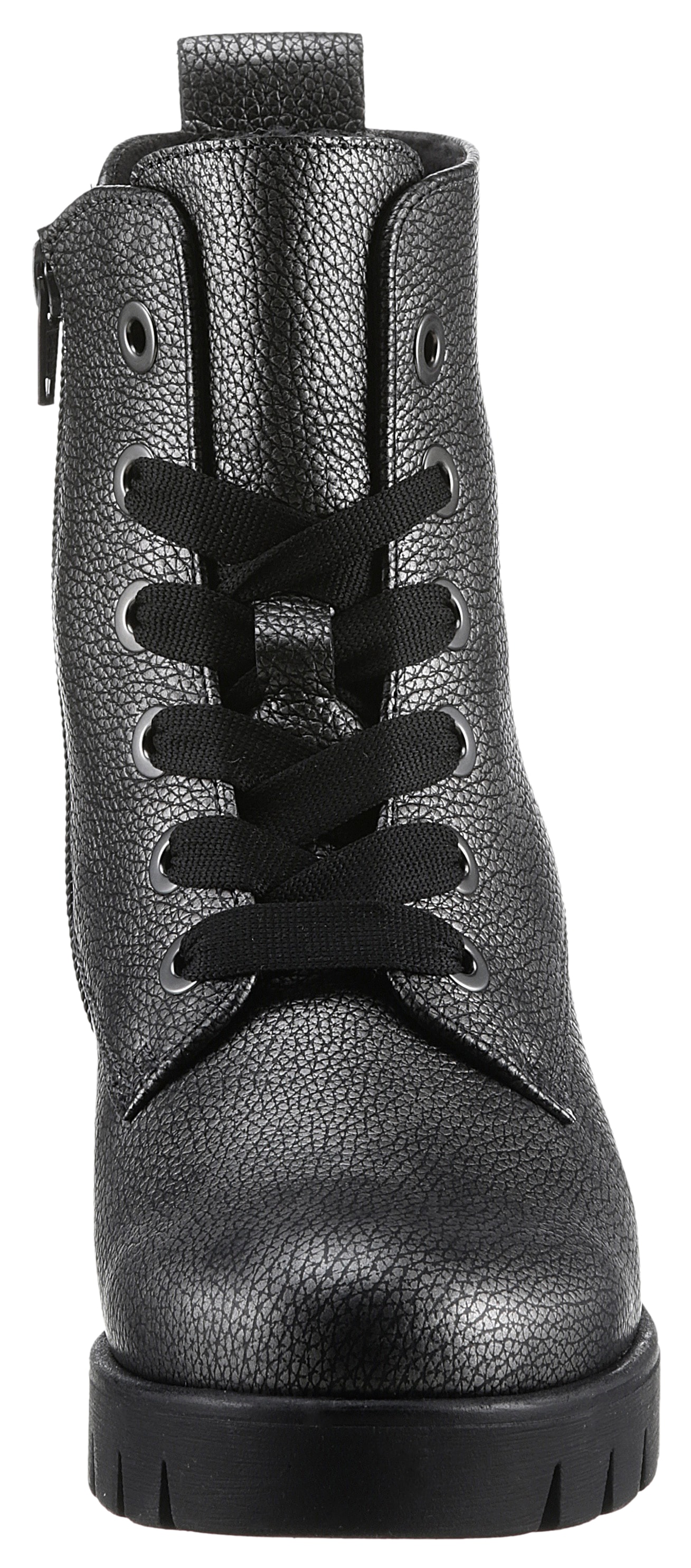 Gabor Schnürstiefelette, Blockabsatz, Plateau, Schnürboots mit Metallic-Effekt