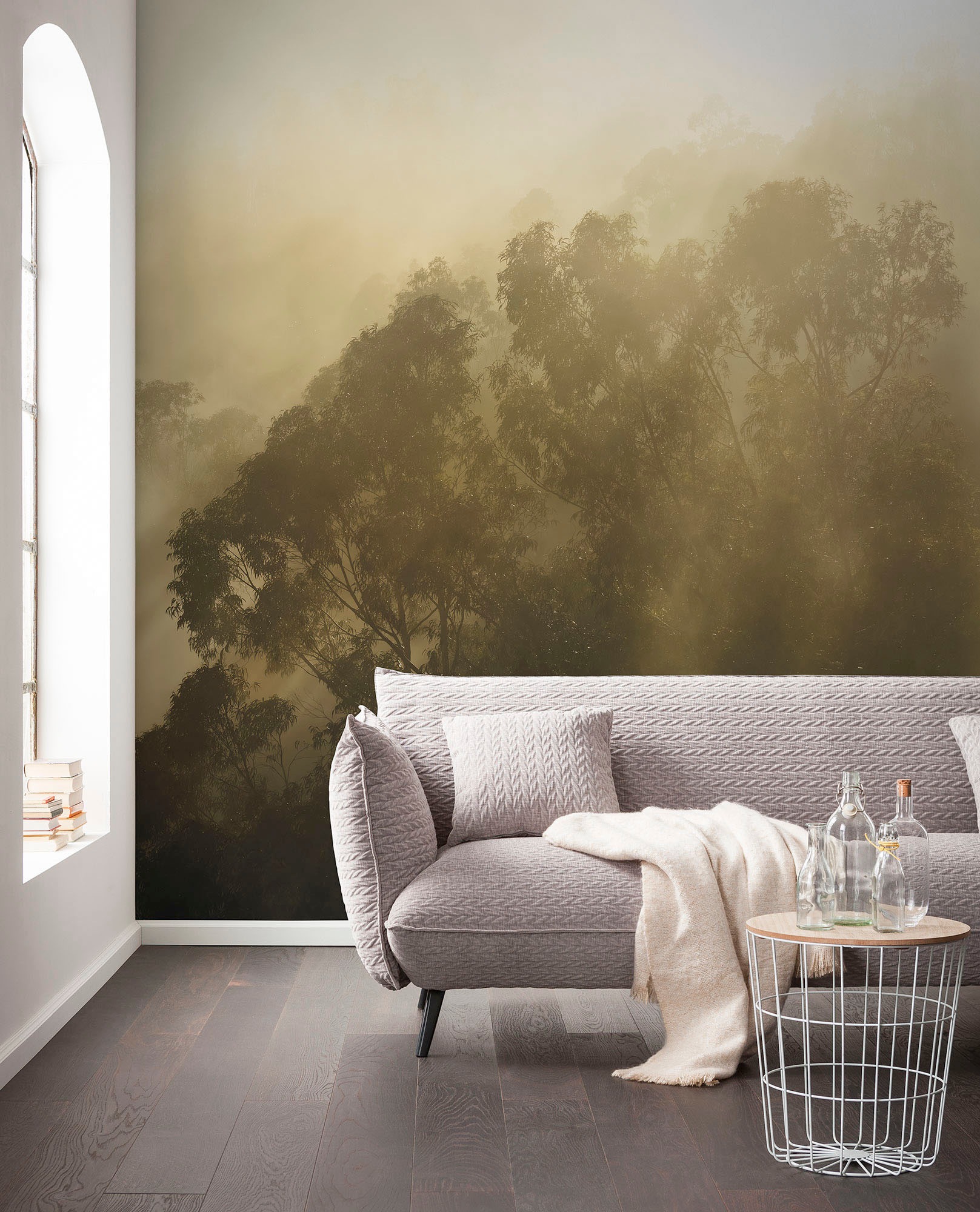 Komar Fototapete »Digitaldruck Vlies - Foggy Sunshine - Größe 400 x 250 cm«, bedruckt, Wohnzimmer, Schlafzimmer