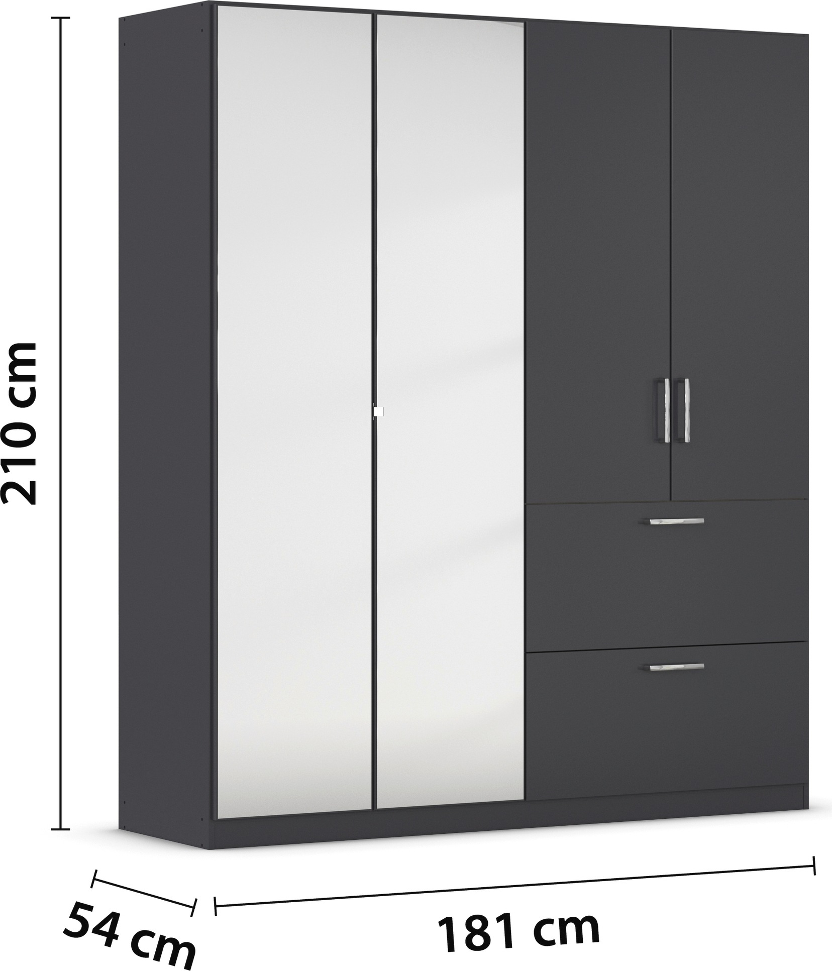 rauch Drehtürenschrank »Kleiderschrank Schrank Garderobe Schlafzimmerschrank PADUA«, voll aufgelegte Spiegeltüren, zwei große Schubladen MADE IN GERMANY