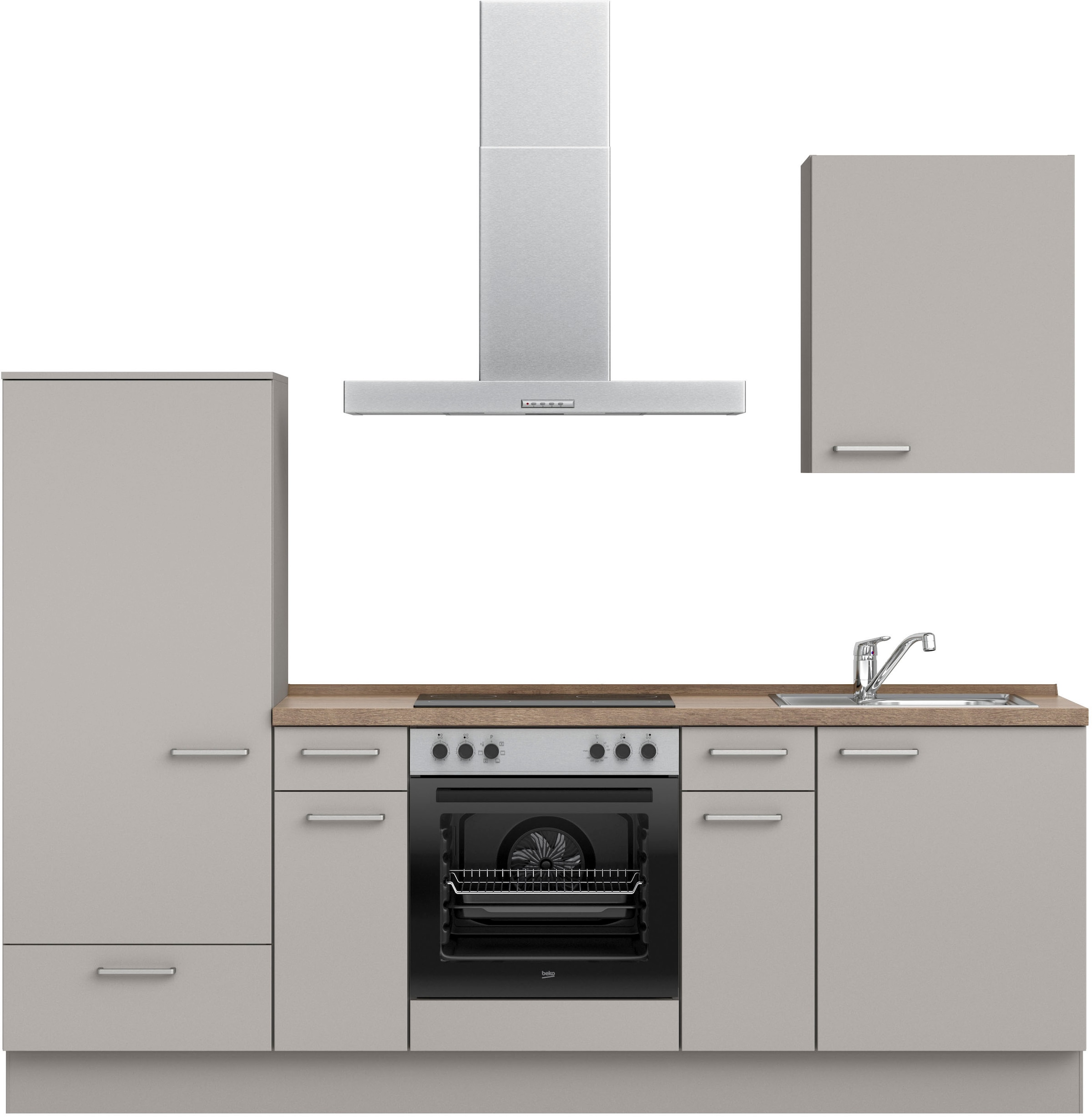 nobilia® Küchenzeile »"Touch I", NEU: individuell anpassbar mit gratis Profi-Beratung« vormontiert, Breite 240 cm, Ausrichtung wählbar, wahlw. mit E-Geräten