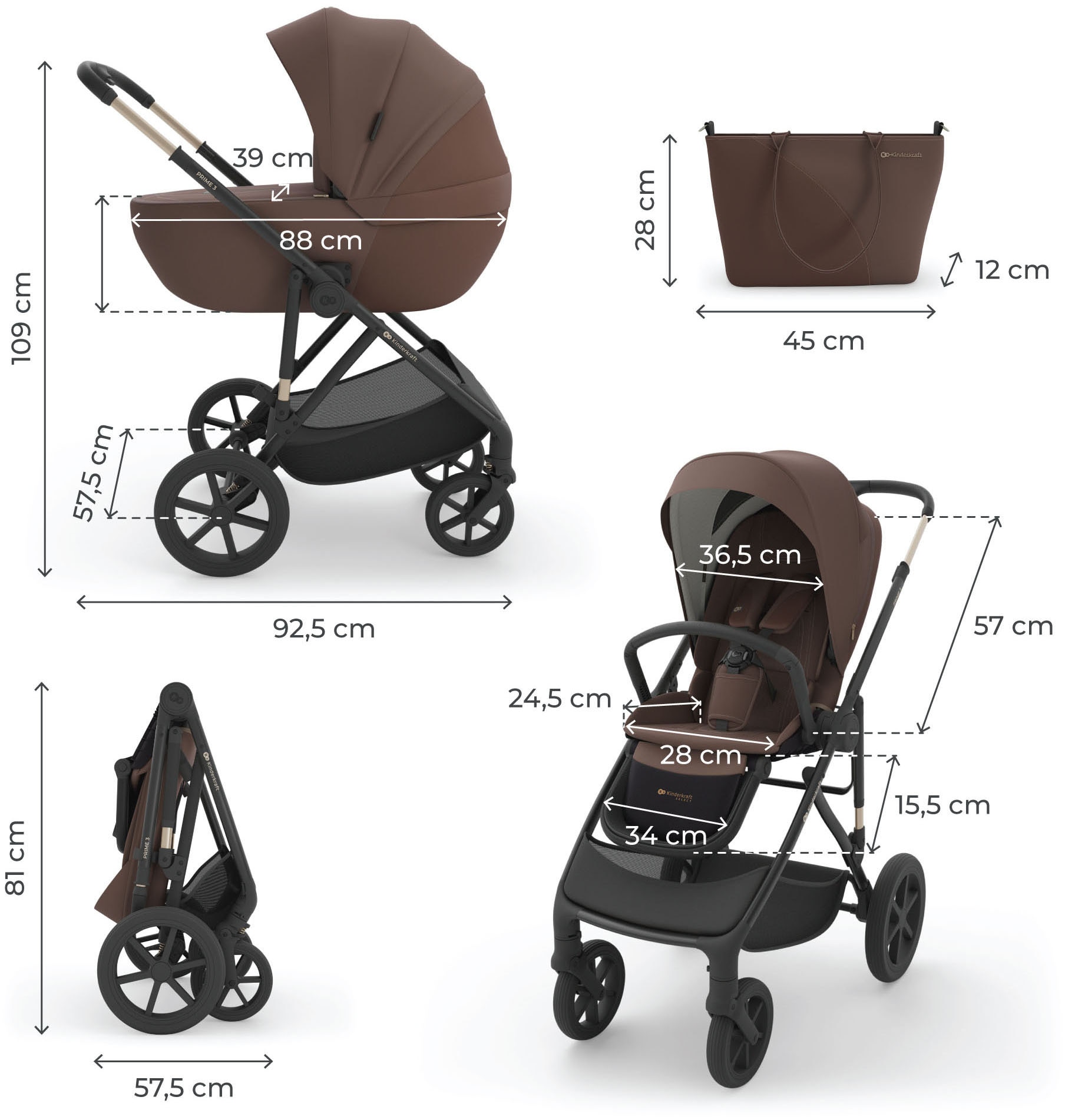 Kinderkraft Kombi-Kinderwagen »PRIME 3 2in1« 22 kg