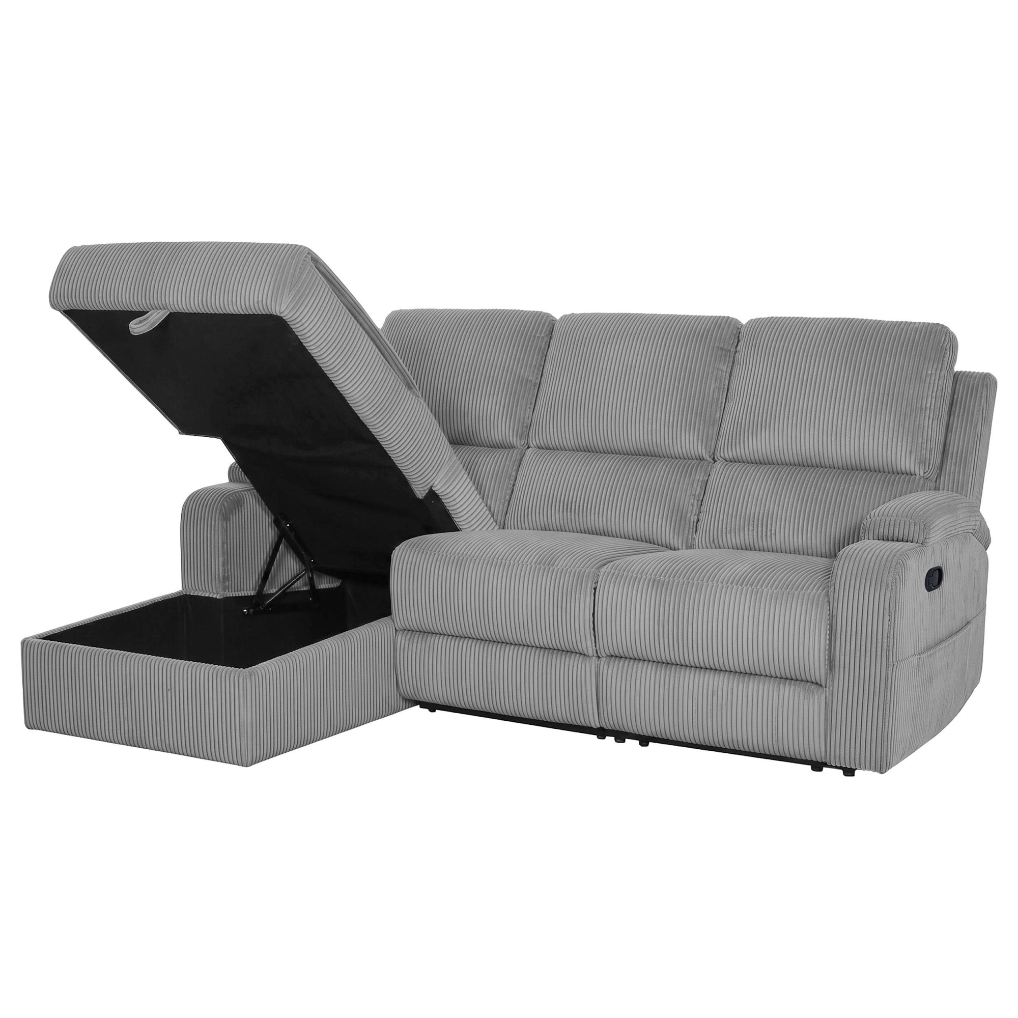 OTTO home Ecksofa »NAPORI Cord, L-Form, 210cm, man./elektr. Relaxfunktion« USB-A bei elektr. Variante, Staukasten, Seitentaschen u. Federkern