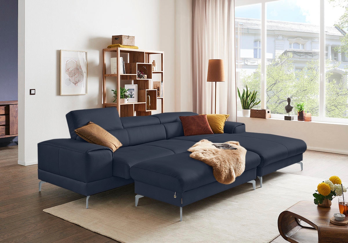 W.SCHILLIG Polsterhocker »piedroo, Designsofa mit tollem Sitzkomfort, bequem, L-Form«, Füße in Silber matt