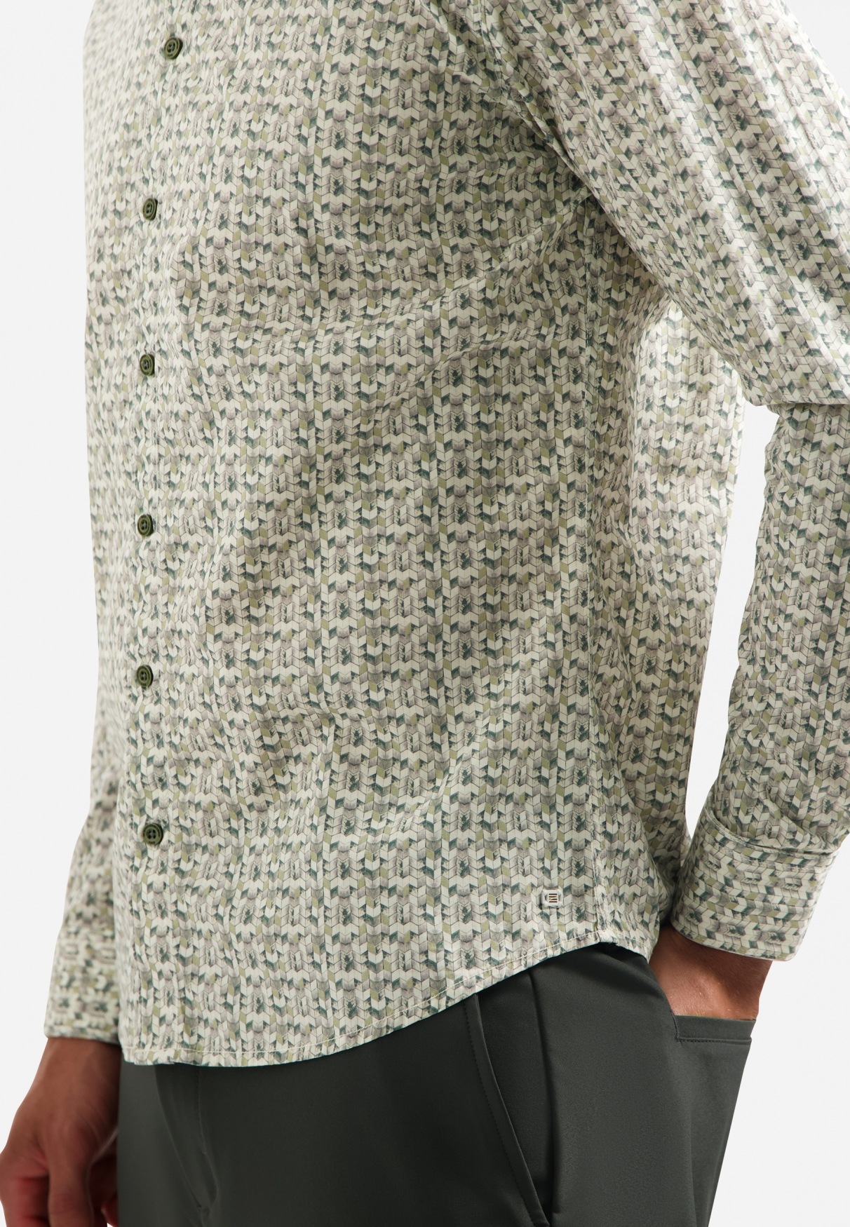 NO EXCESS Langarmhemd »No Excess Stretchhemd mit Print Shirt Stretch Allover Printed«
