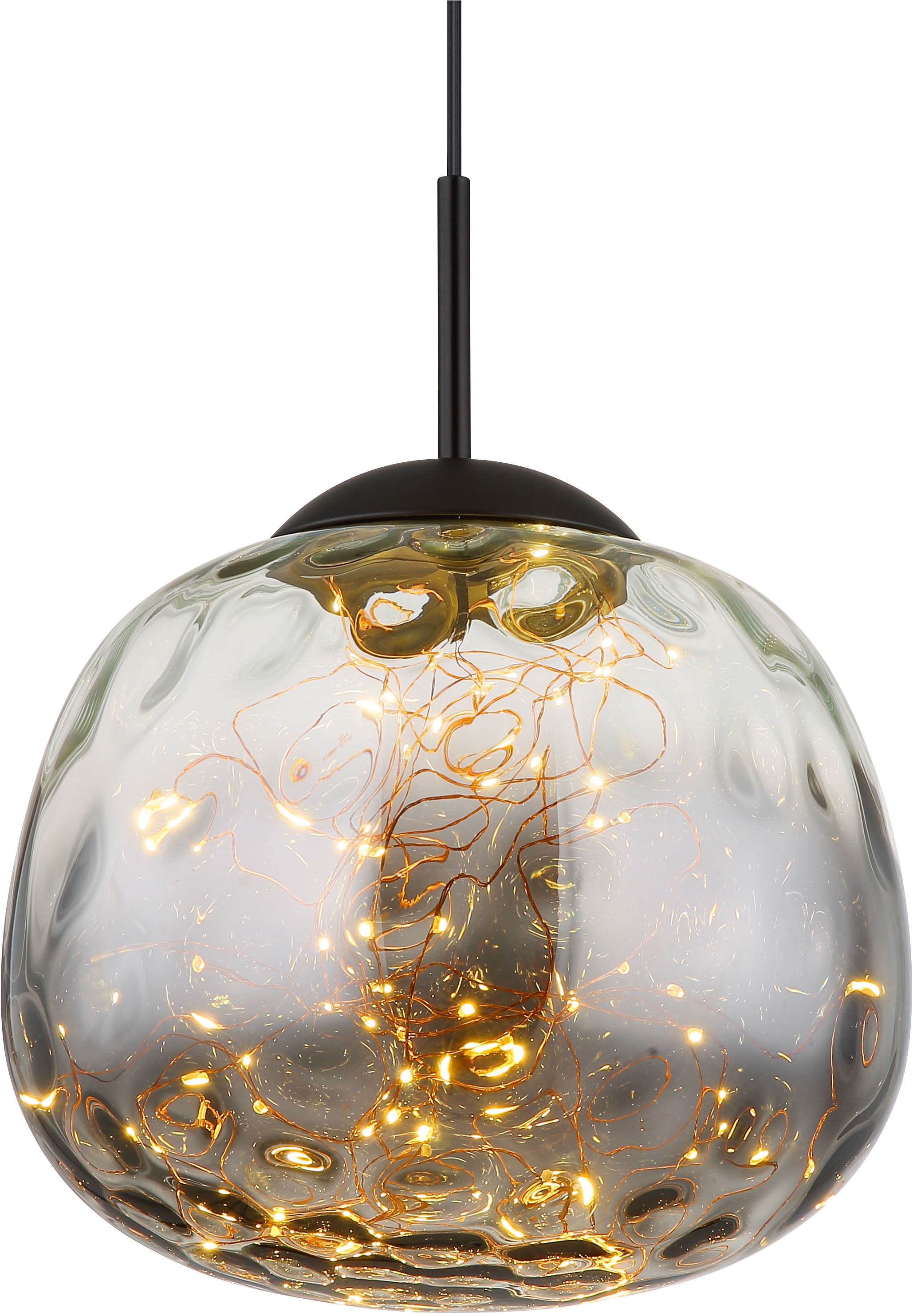 GLOBO LIGHTING LED Pendelleuchte »FIREFLY«, Leuchtmittel LED-Modul | LED fest integriert, Hängelampe/Pendelleuchte/Glas rauchfarben/Höhe kürzbar/Esstisch