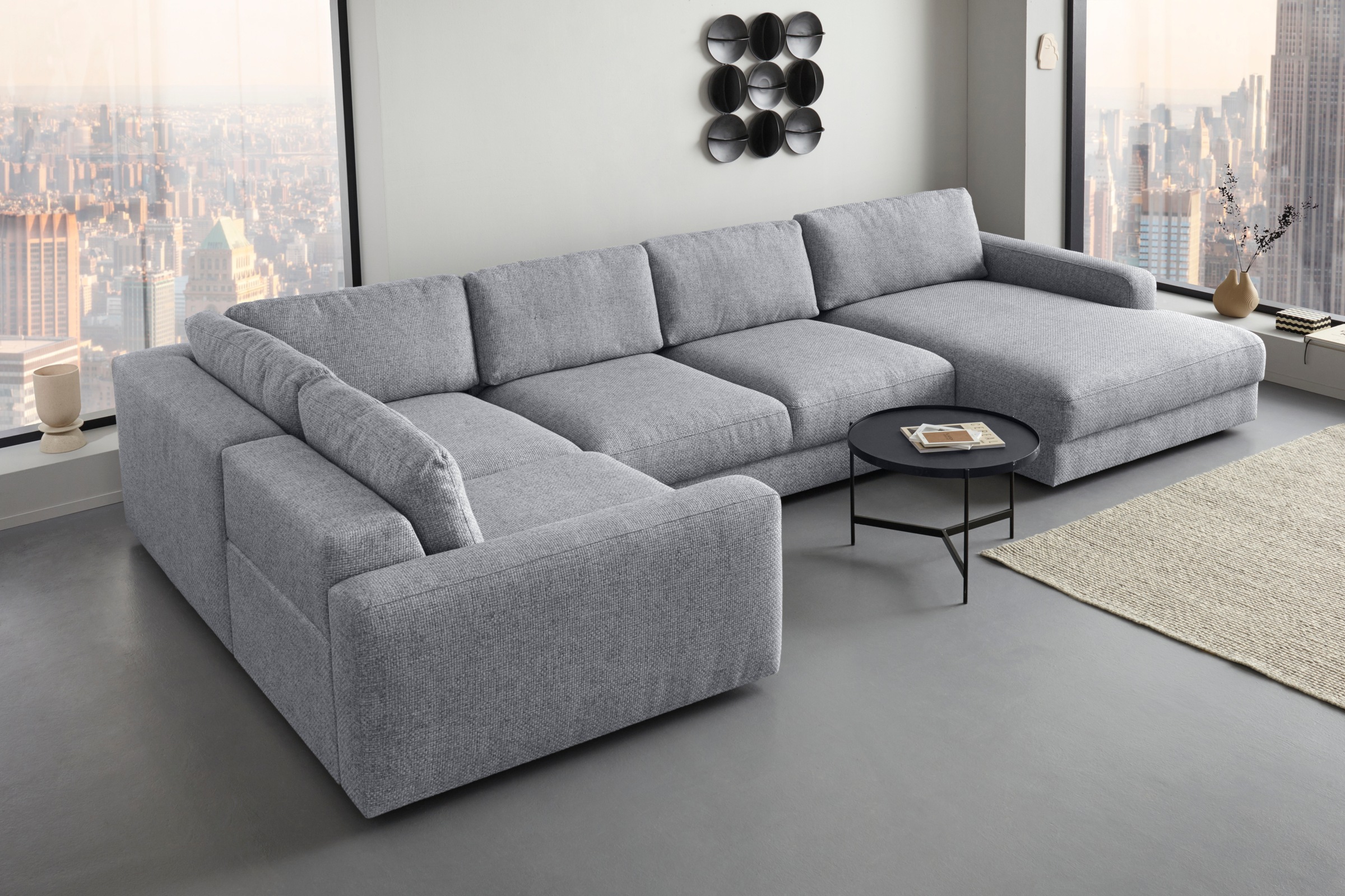 Places of Style Wohnlandschaft »Bloomfield, U-Form«, mit extra tiefer Sitzfläche, wahlweise mit Sitztiefenverstellung