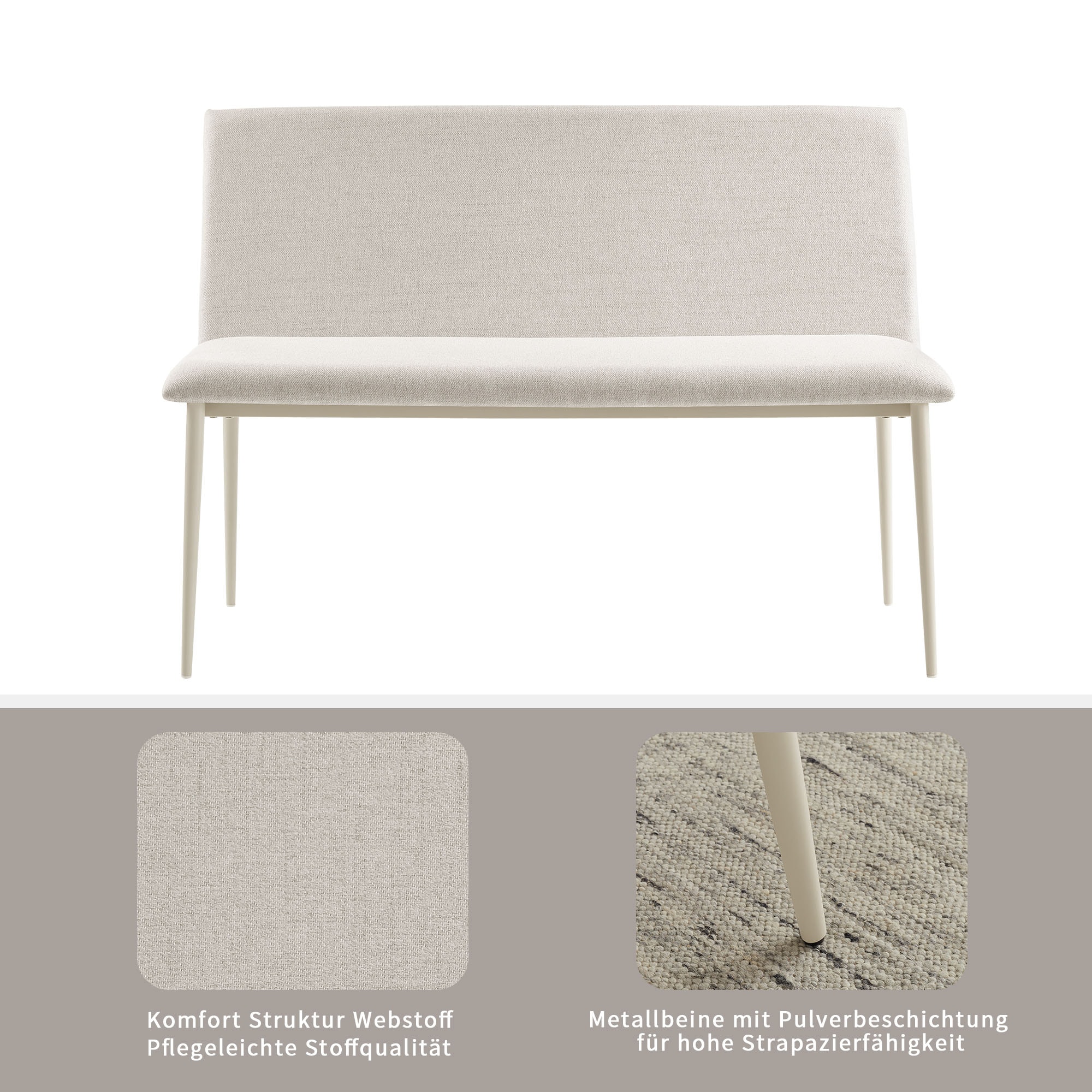 OTTO home Bank »Cassy« pflegeleichter Strukturstoff, Kufen Metallgestell, Breite 122 cm