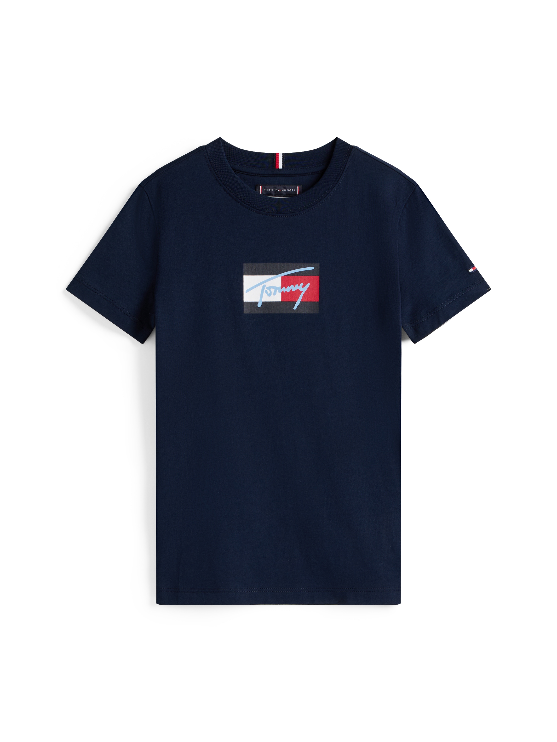 Tommy Hilfiger T-Shirt »TOMMY SCRIPT FLAG PRINT TEE SS«, für Kinder bis 16 Jahre, mit Logo-Print