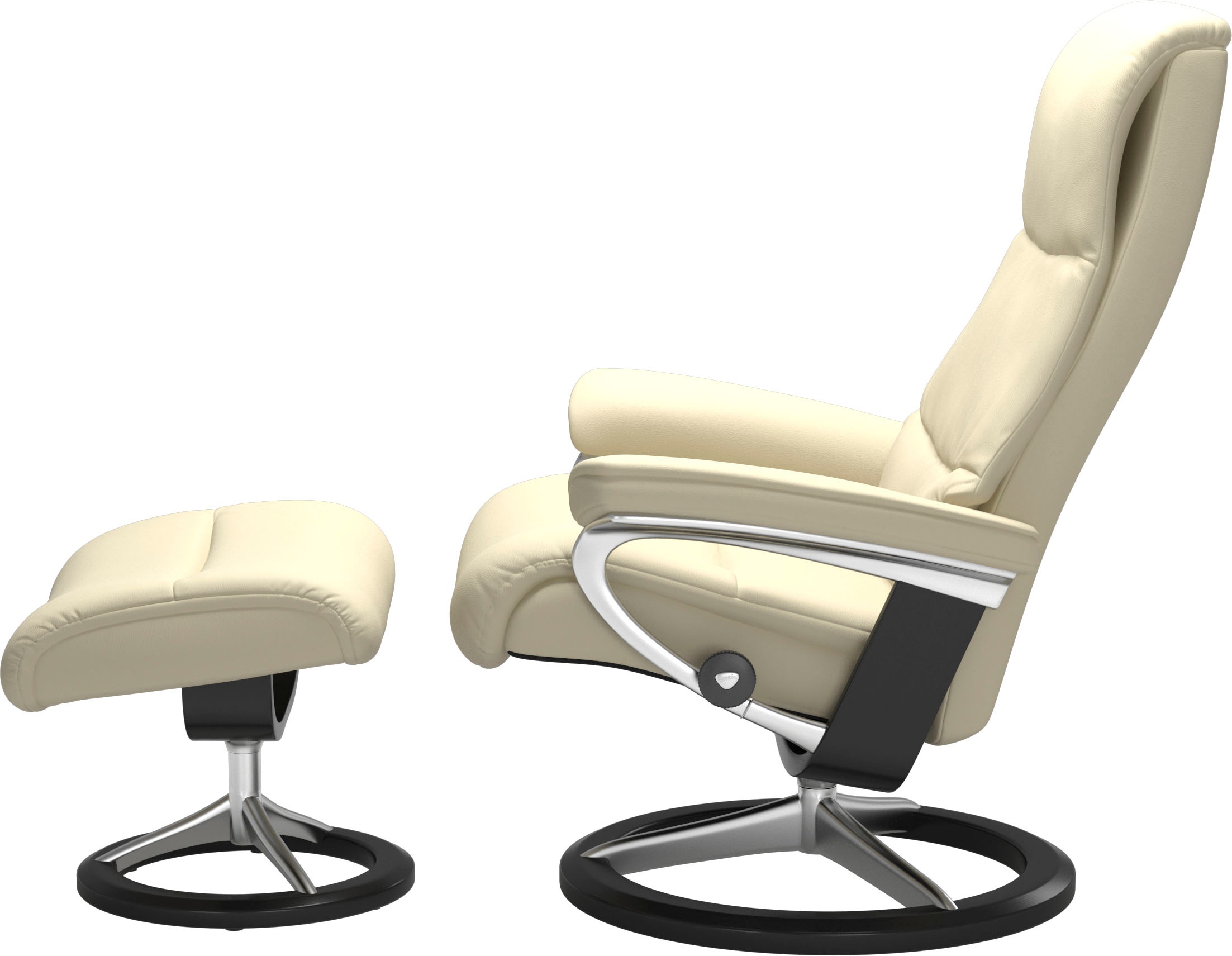 Stressless® Relaxsessel »View«, (Set, Relaxsessel mit Hocker), mit Signature Base, Größe S,Gestell Schwarz